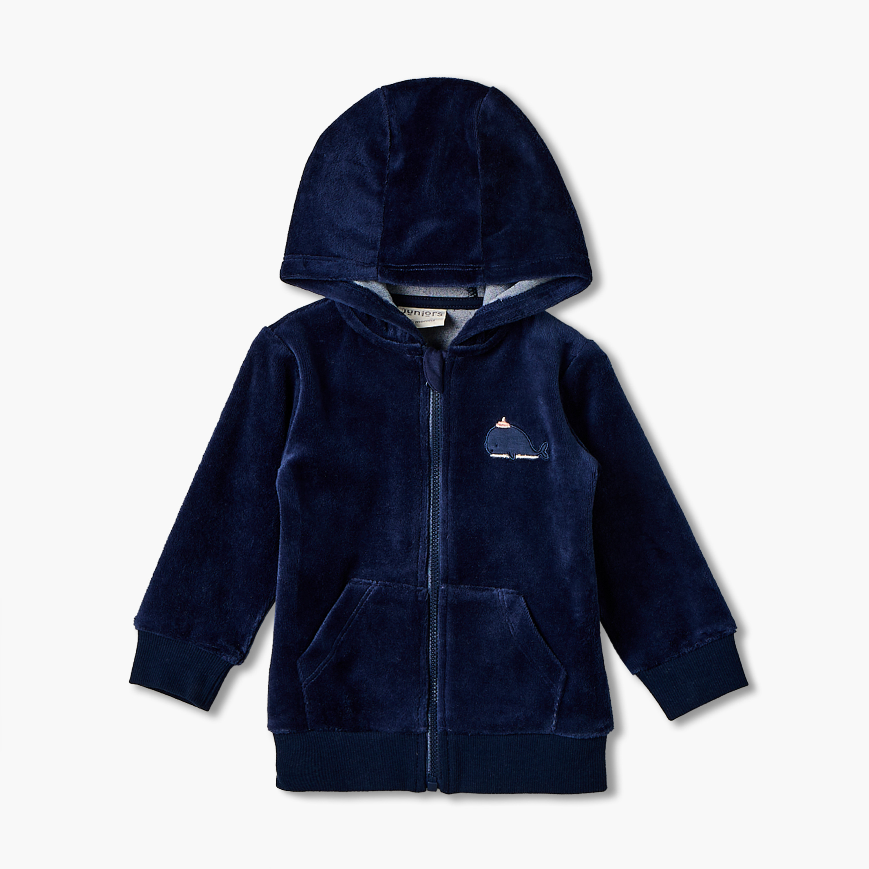 طقم هودي بأكمام طويلة وسحاب إغلاق وبنطلون جوجر بتطريزات من جونيورز-baby-girls-clothing-nightwear-pyjamasets-image-2