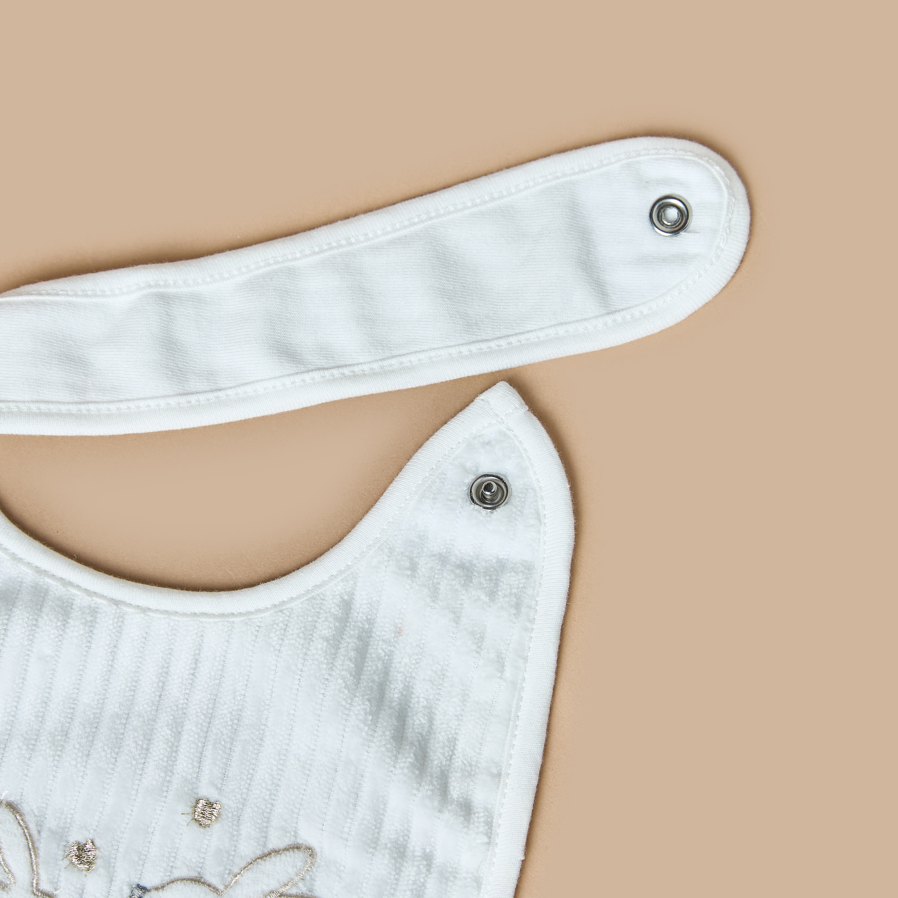Giggles Bunny Embroidered Bib with Snap Button Closure-baby-feeding-bibs-image-4