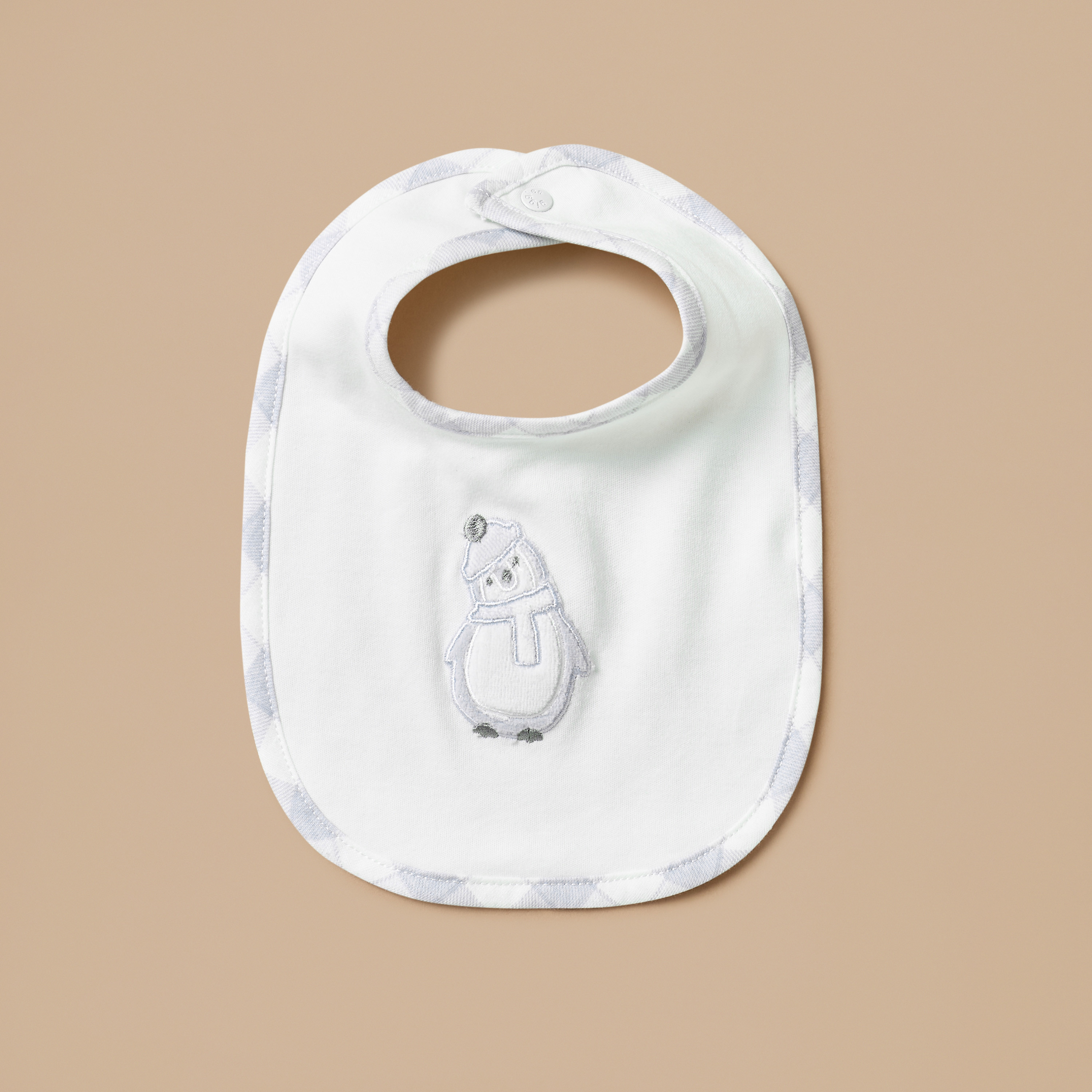 Giggles Penguin Applique Bib with Snap Button Fastening-baby-feeding-bibs-image-2