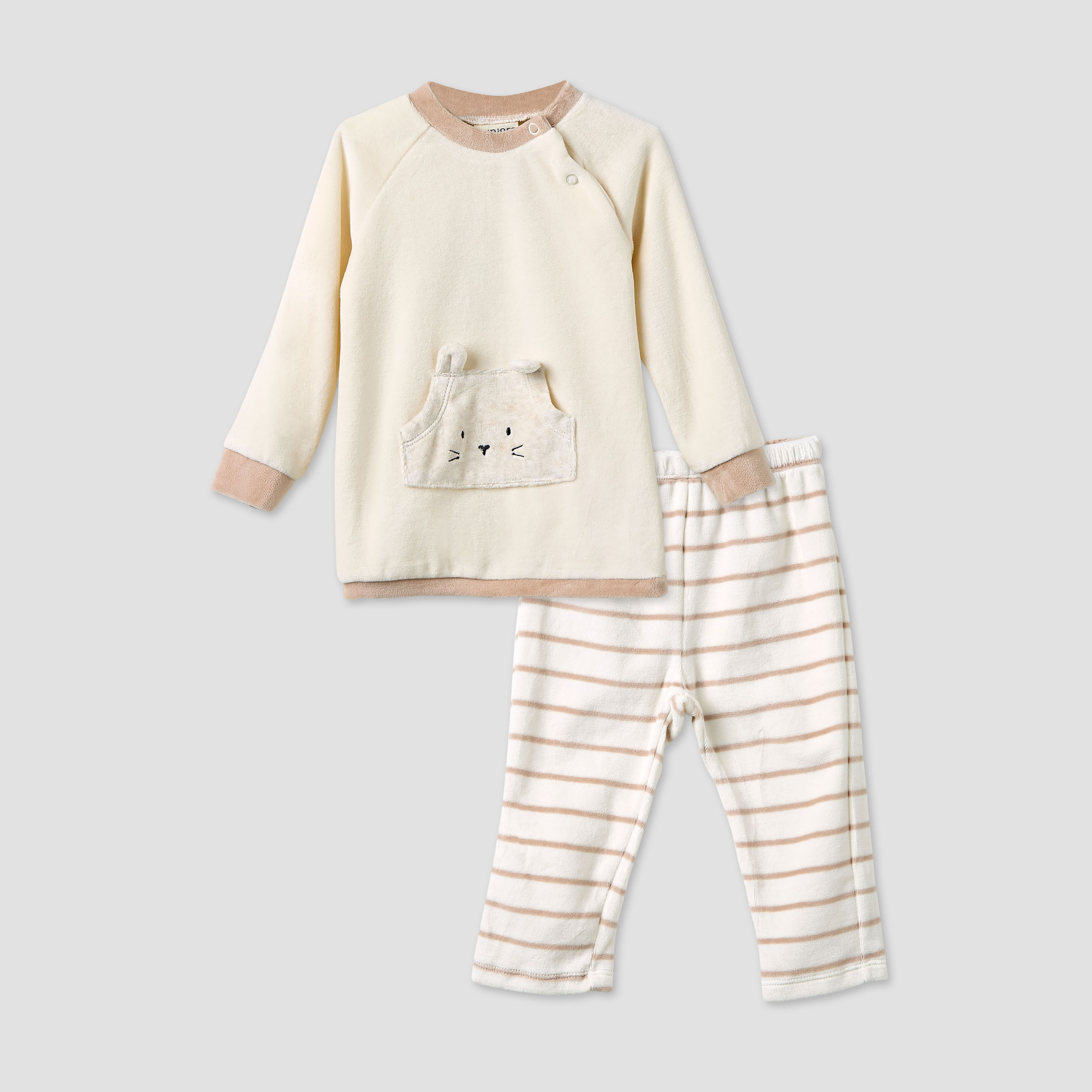 طقم بيجاما بياقة ضيقة وأكمام طويلة وزخارف دب من جونيورز-baby-boys-clothing-nightwear-pyjamasets-image-1