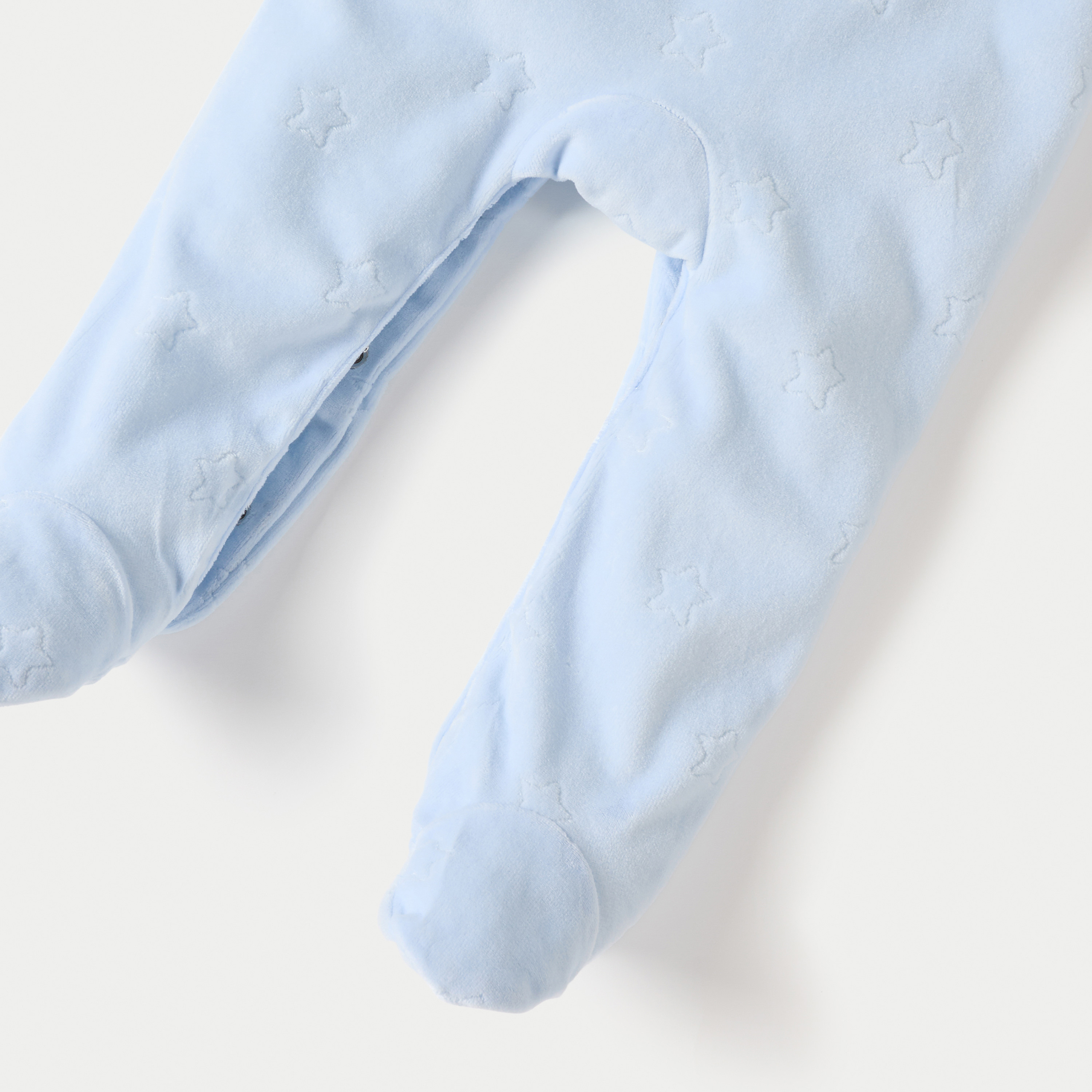 Giggles Star Textured Closed Feet Sleepsuit with Bow Detail and Button Closure-baby-boys-clothing-winterwear-sleepsuits-image-4