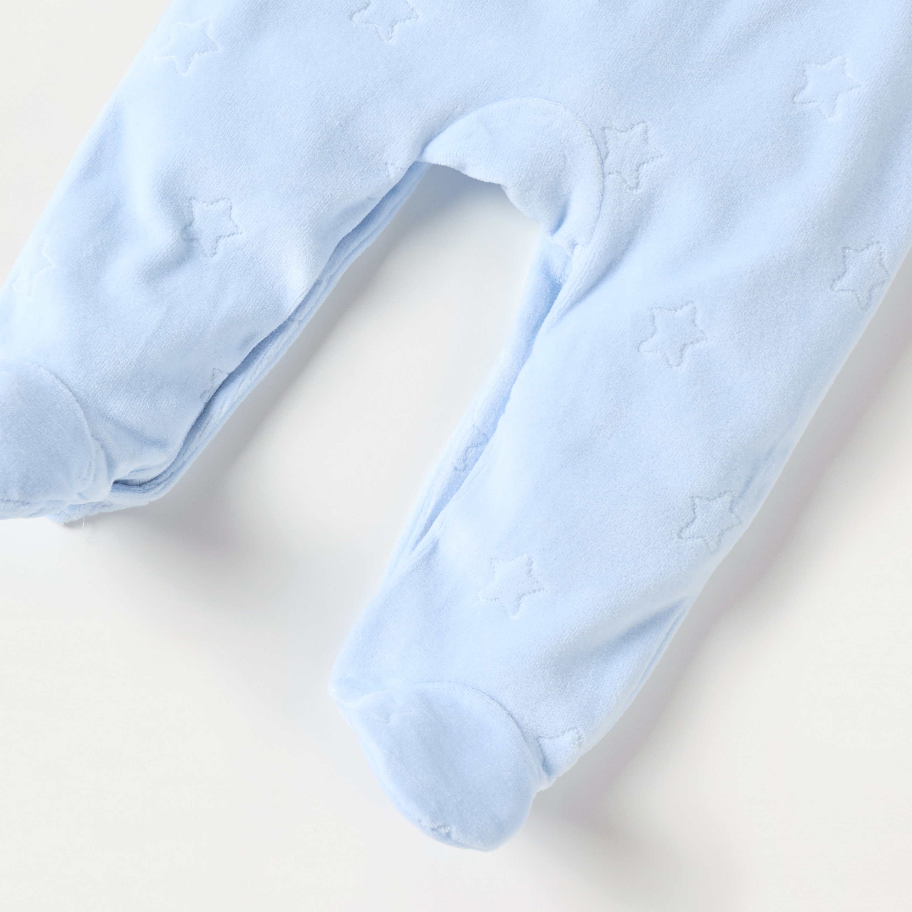 Giggles Star Textured Closed Feet Sleepsuit with Bow Detail and Button Closure-baby-boys-clothing-nightwear-sleepsuits-image-4