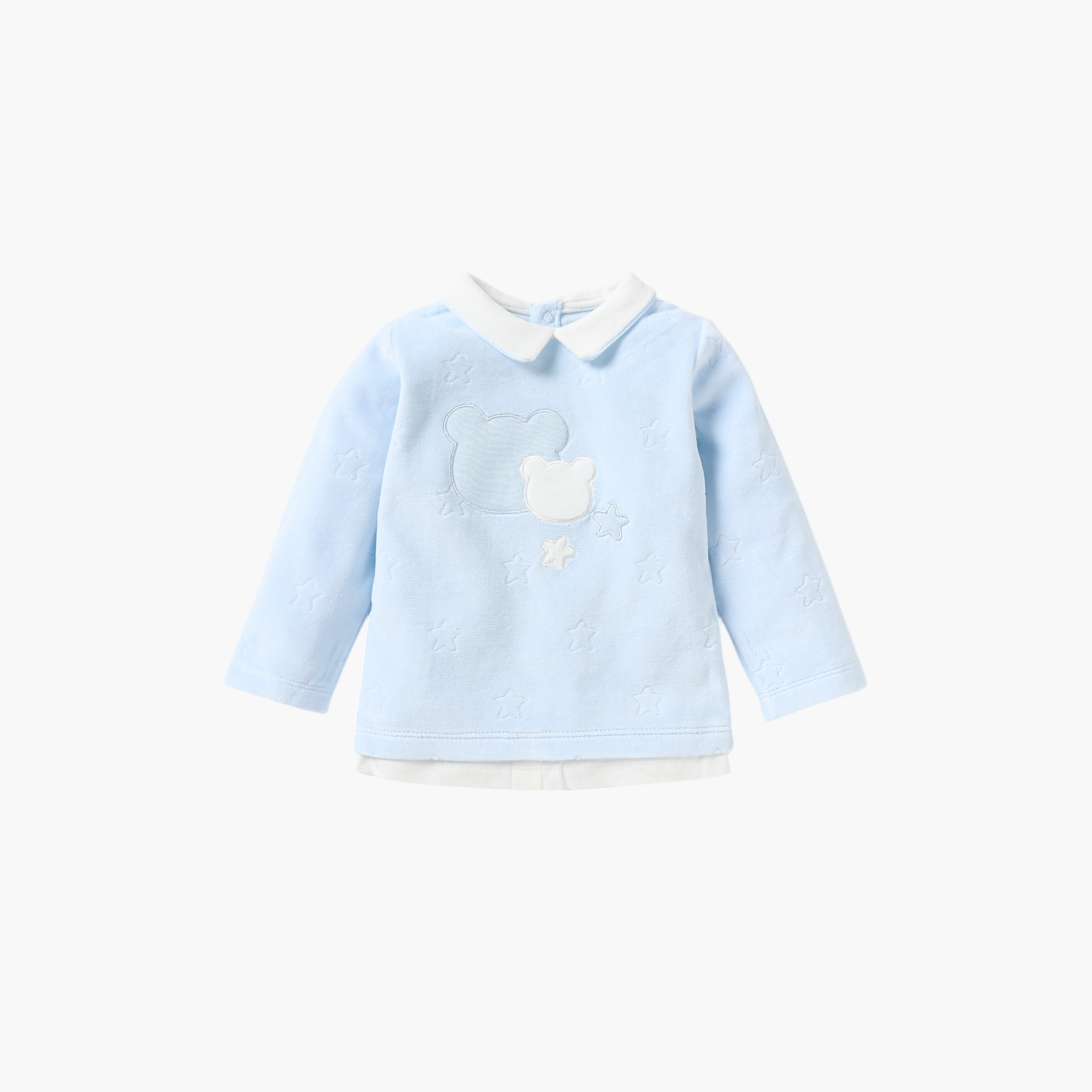 طقم بنطلون بيجاما وبلوزة قطيفة بنقوش من جيجلز-baby-boys-clothing-nightwear-pyjamasets-image-2
