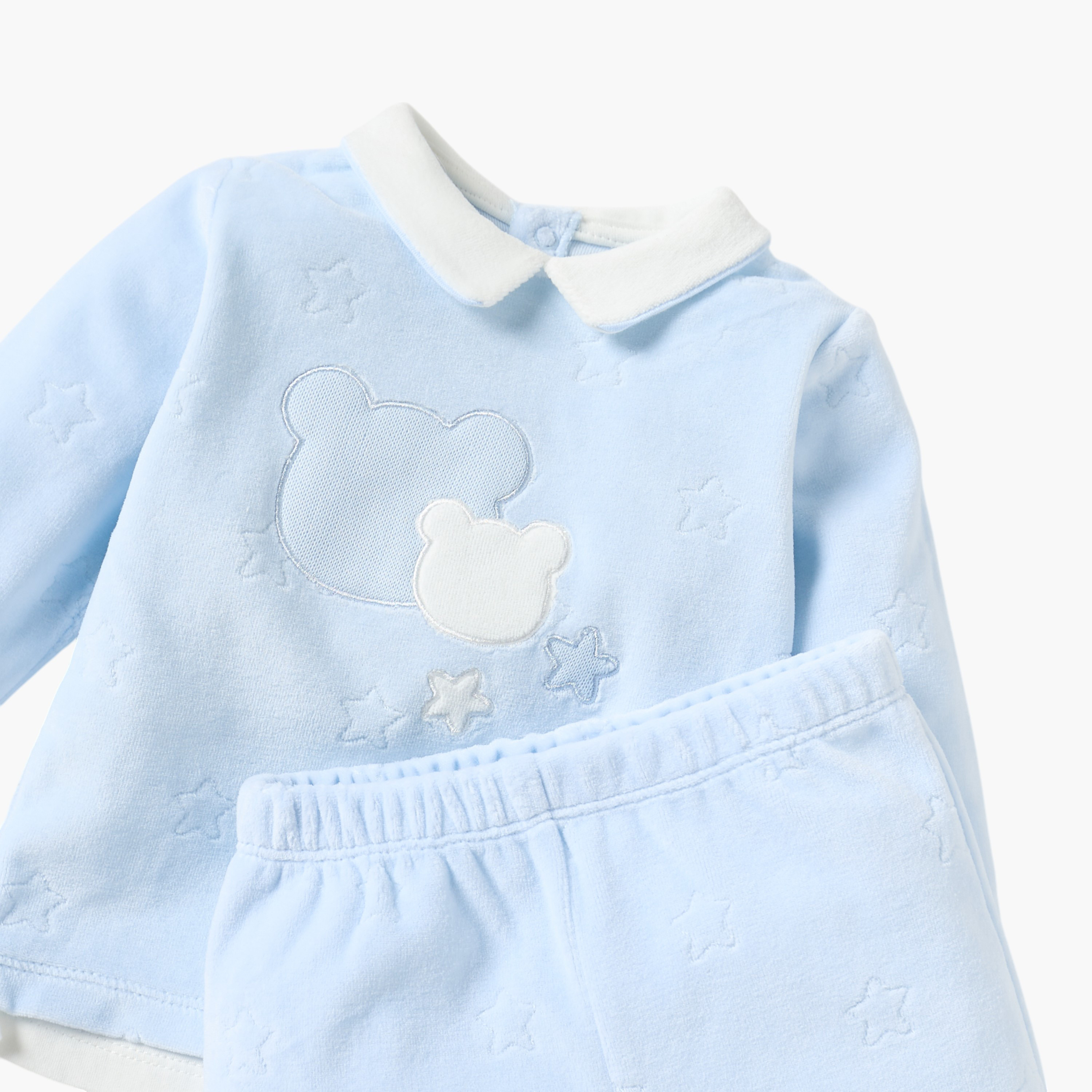 طقم بنطلون بيجاما وبلوزة قطيفة بنقوش من جيجلز-baby-boys-clothing-nightwear-pyjamasets-image-4