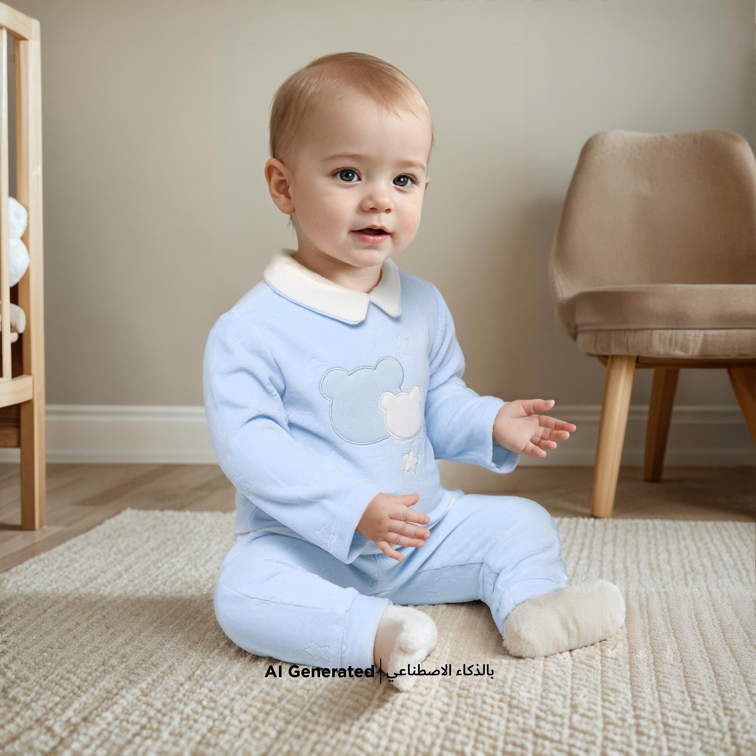 طقم بنطلون بيجاما وبلوزة قطيفة بنقوش من جيجلز-baby-boys-clothing-nightwear-pyjamasets-image-6
