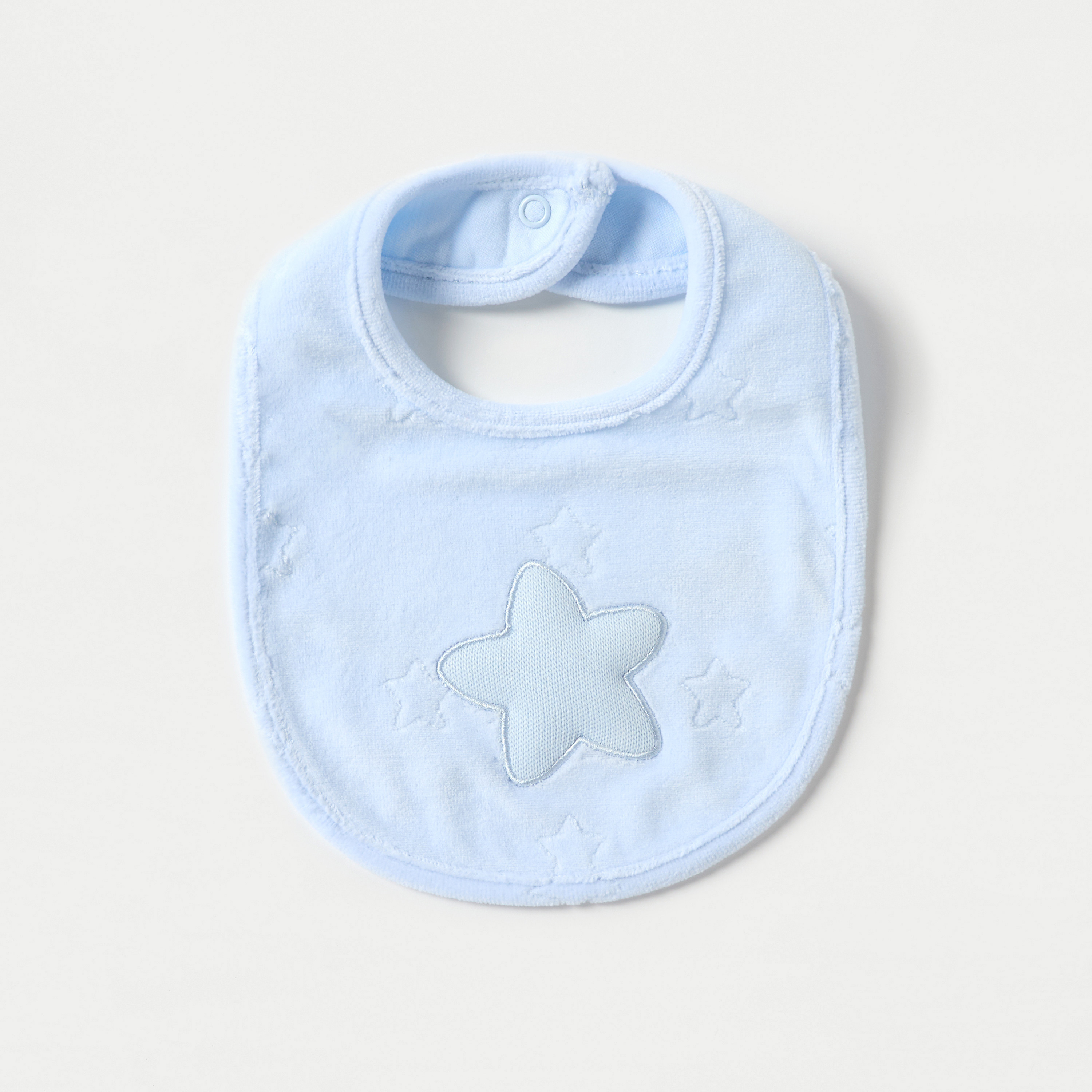 Giggles Star Applique Bib with Snap Button Closure-baby-feeding-bibs-image-2