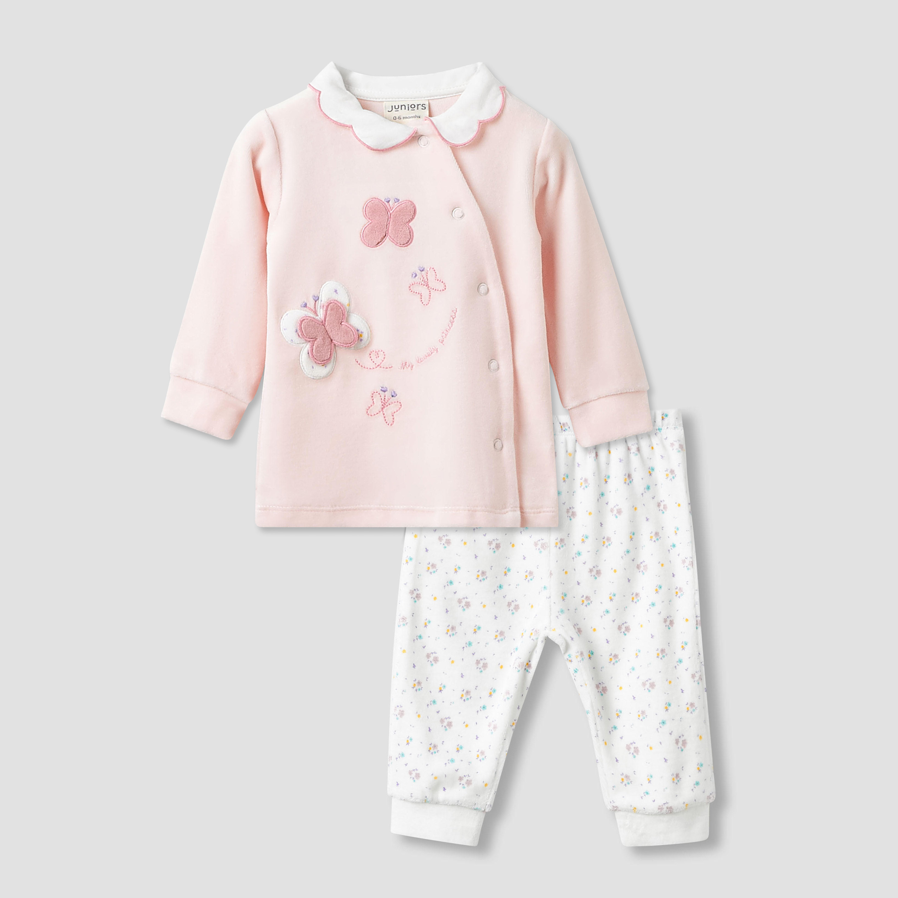 Juniors Pyjama Set with Butterfly Applique - Long Sleeves - Collar-baby-girls-clothing-nightwear-pyjamasets-image-1