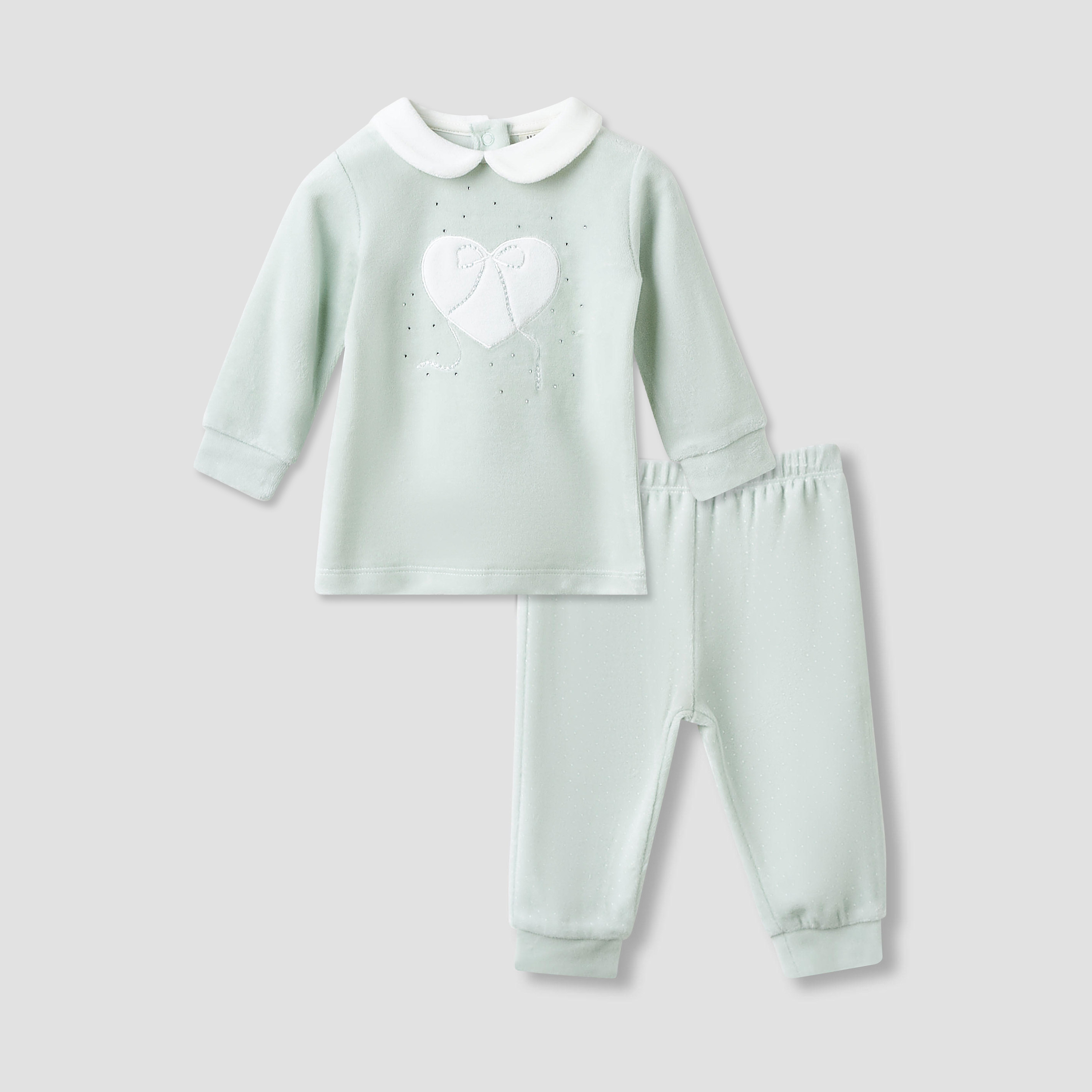 Juniors Pyjama Set with Heart Applique - Long Sleeves - Collar-baby-girls-clothing-nightwear-pyjamasets-image-1