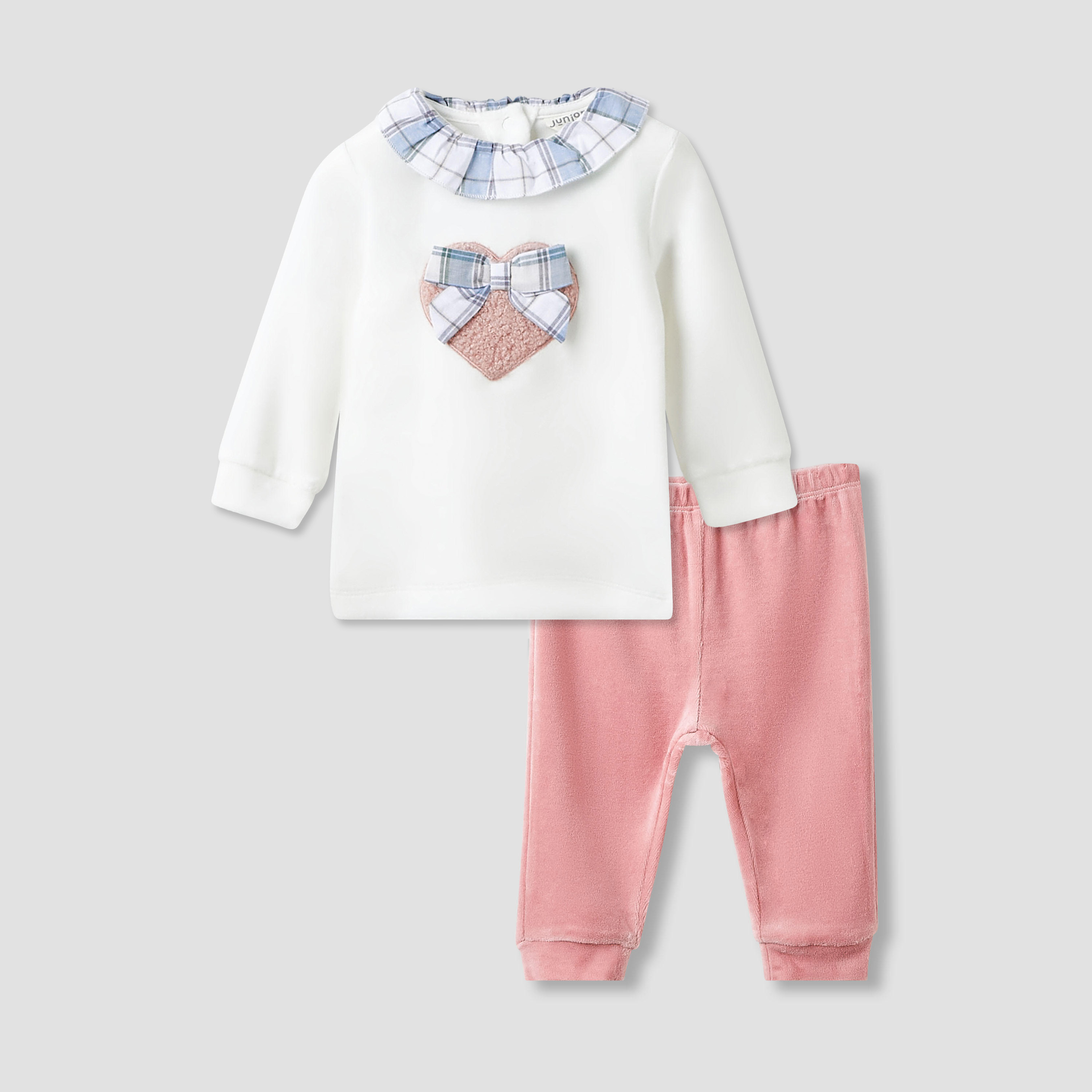 Juniors Pyjama Set with Heart Applique Detail - Long Sleeves - Collar-baby-girls-clothing-nightwear-pyjamasets-image-1