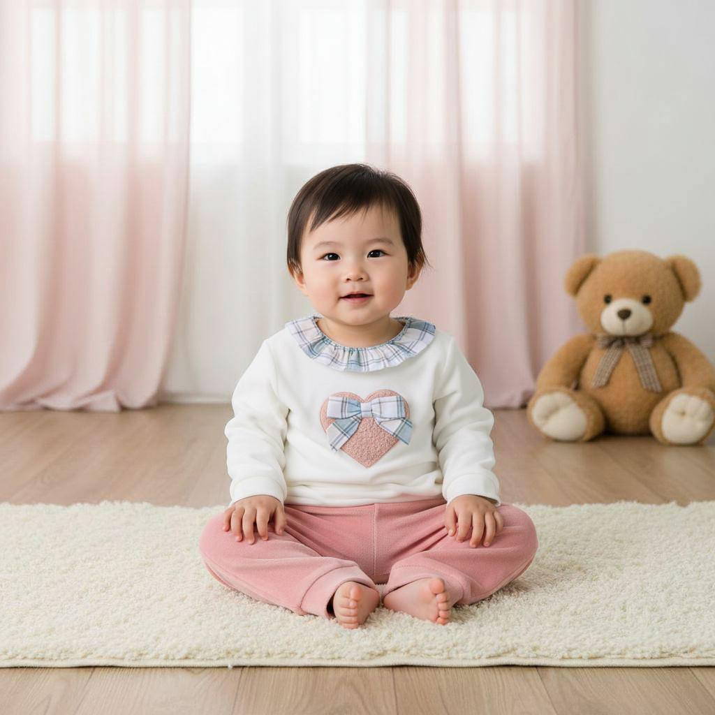 Juniors Pyjama Set with Heart Applique Detail - Long Sleeves - Collar-baby-girls-clothing-nightwear-pyjamasets-image-8