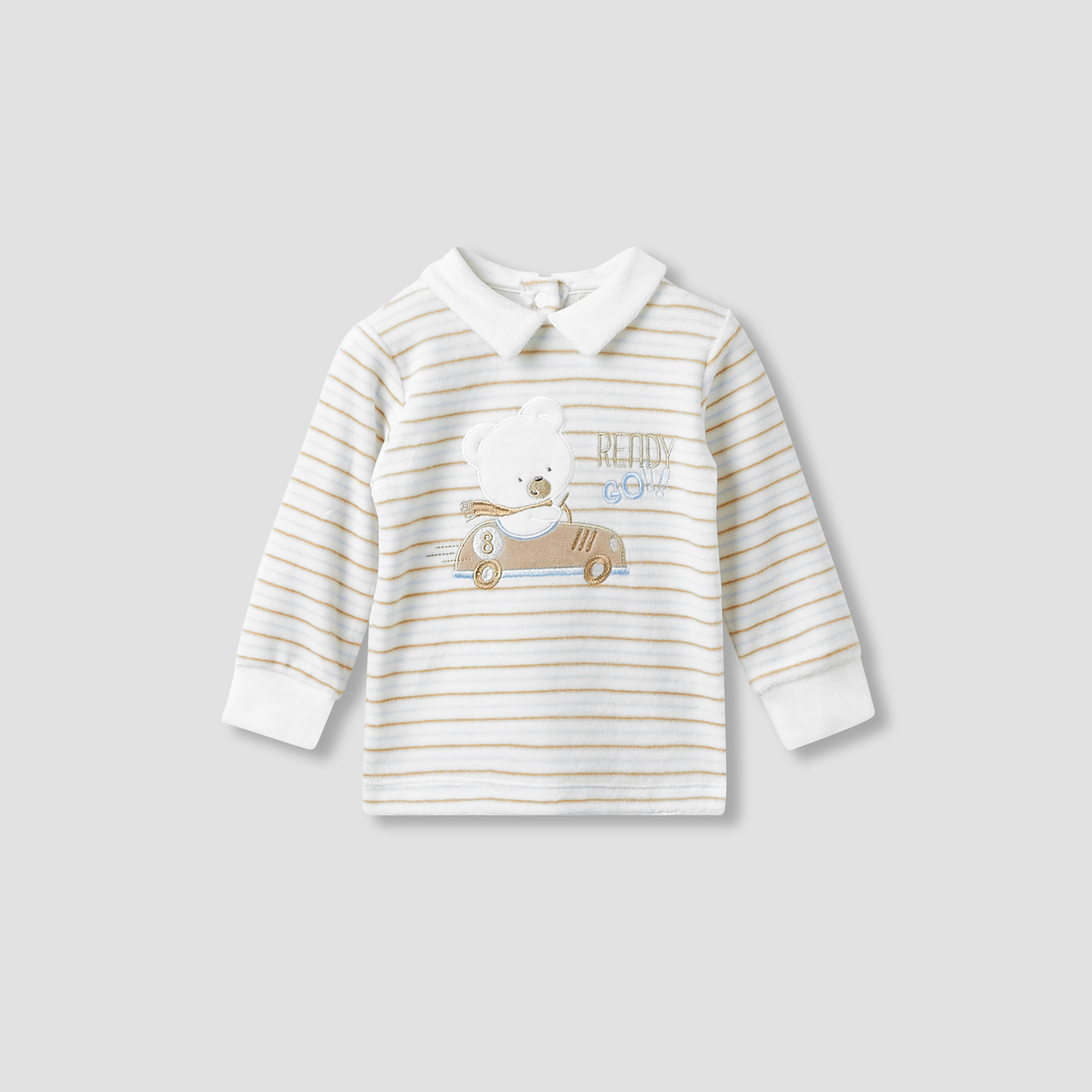 Juniors Pyjama Set with Applique Detail - Long Sleeves - Collar-baby-boys-clothing-winterwear-setsandcoords-image-2