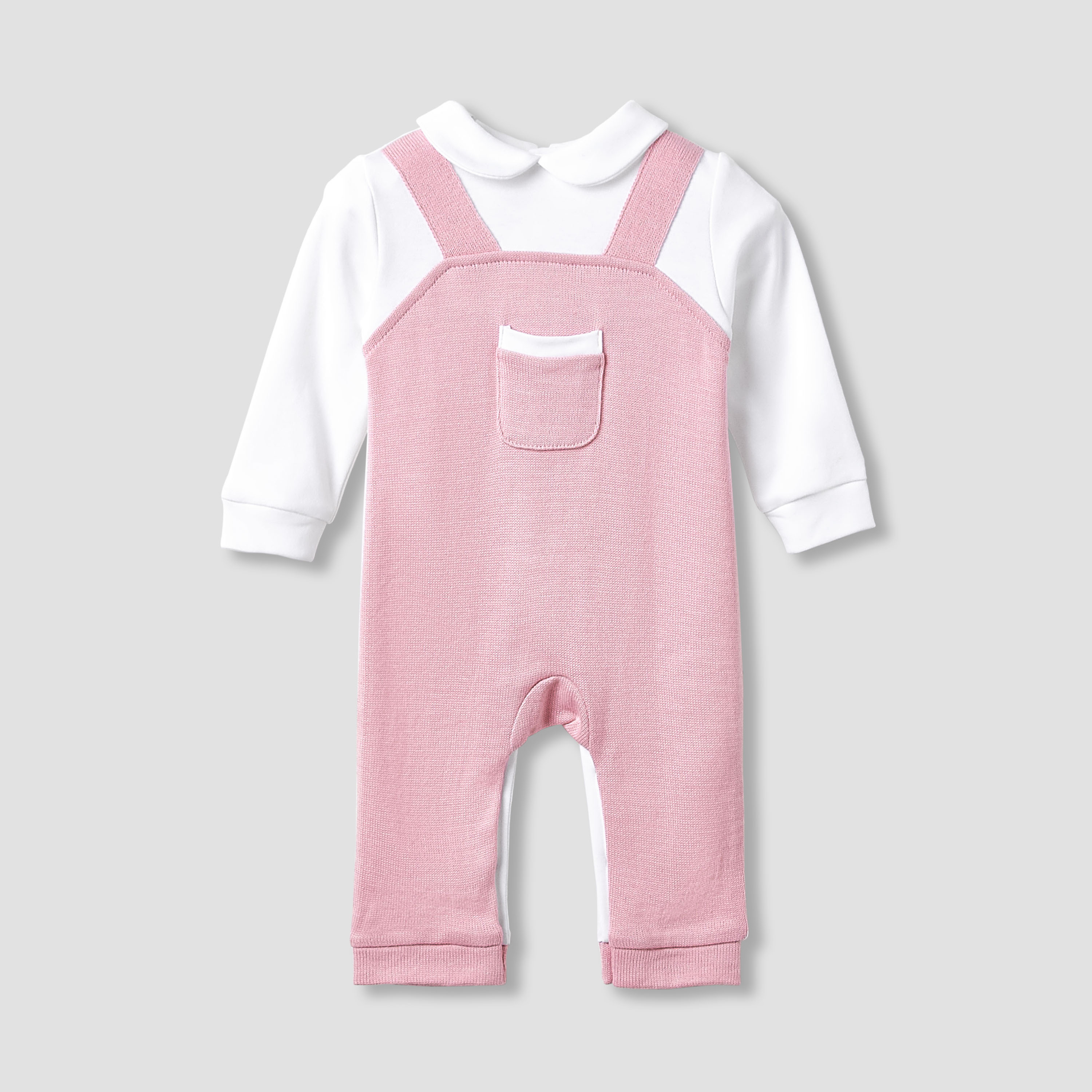 Giggles Peter Pan Collar Sleepsuit with Pocket Detail - Long Sleeves-baby-girls-clothing-nightwear-sleepsuits-image-1
