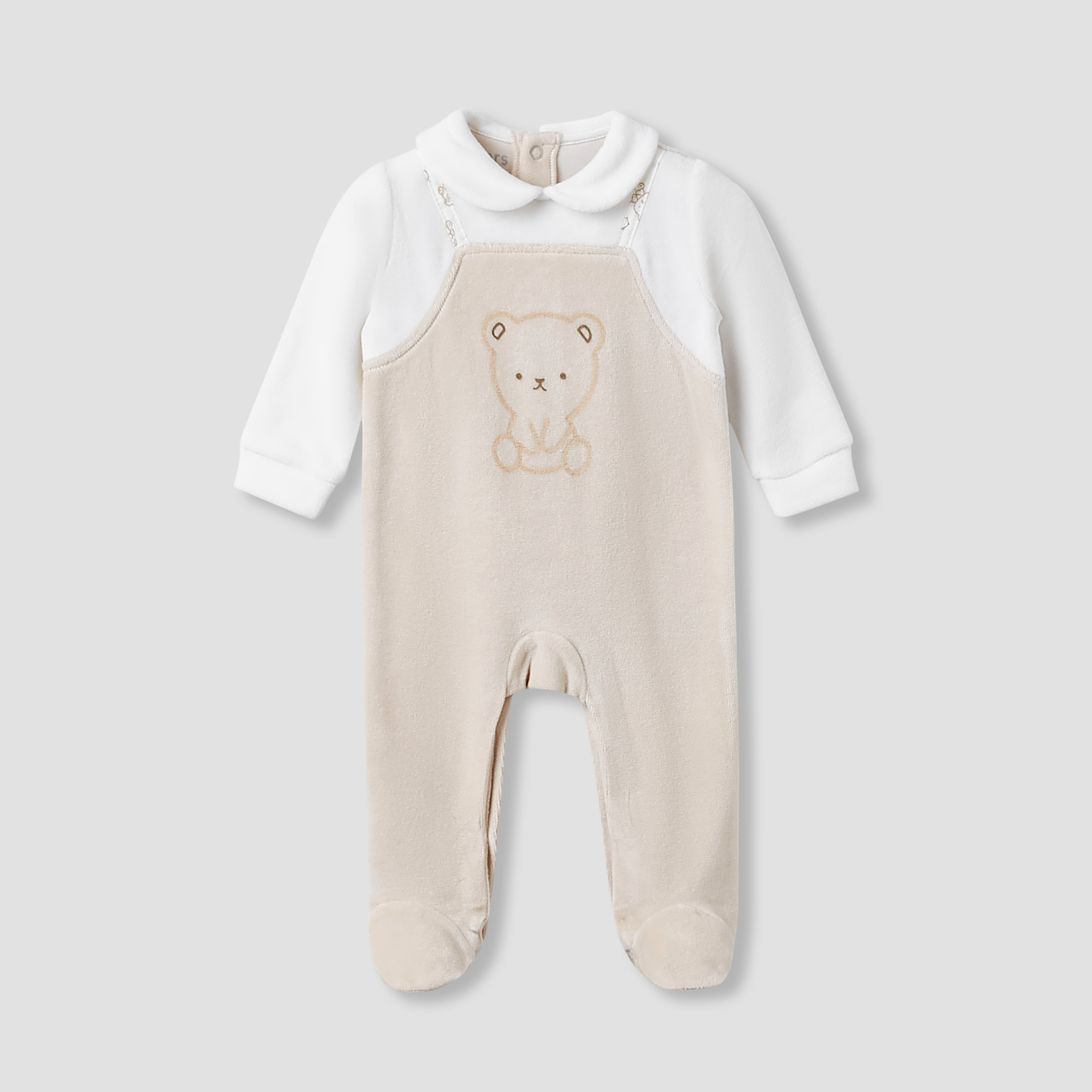 Juniors Collared Sleepsuit with Bear Print - Long Sleeves-baby-boys-clothing-nightwear-sleepsuits-image-1