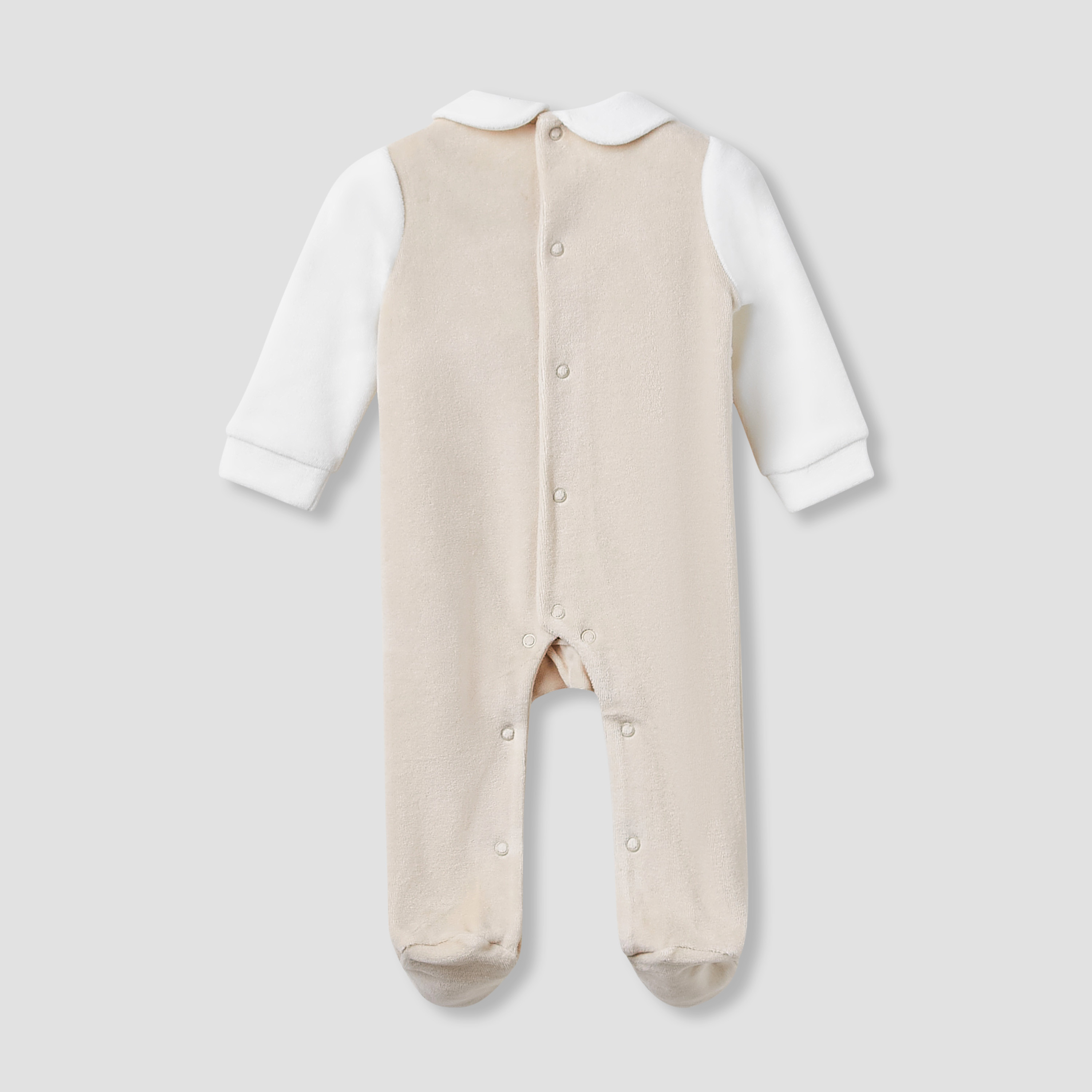Juniors Collared Sleepsuit with Bear Print - Long Sleeves-baby-boys-clothing-nightwear-sleepsuits-image-2