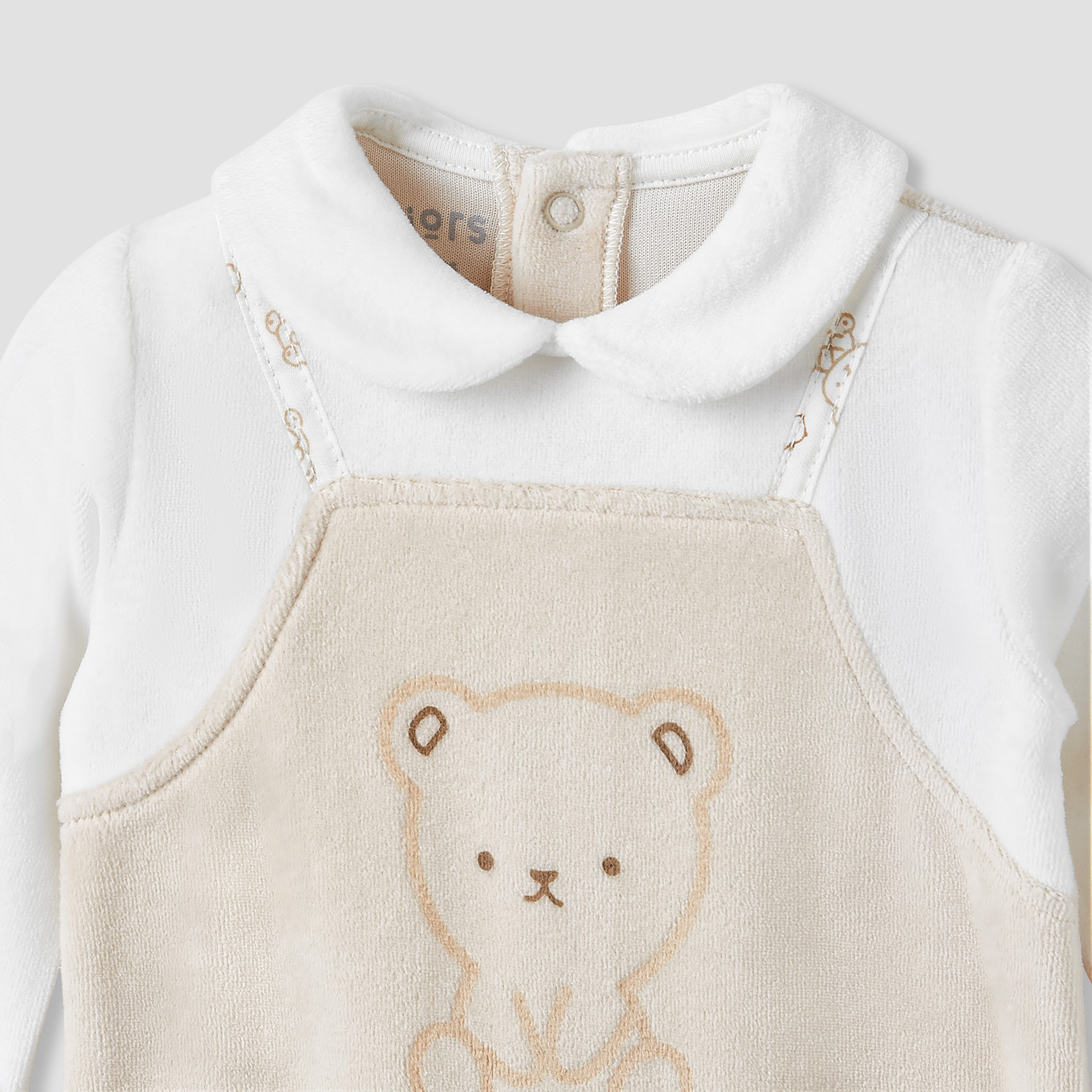 Juniors Collared Sleepsuit with Bear Print - Long Sleeves-baby-boys-clothing-nightwear-sleepsuits-image-3