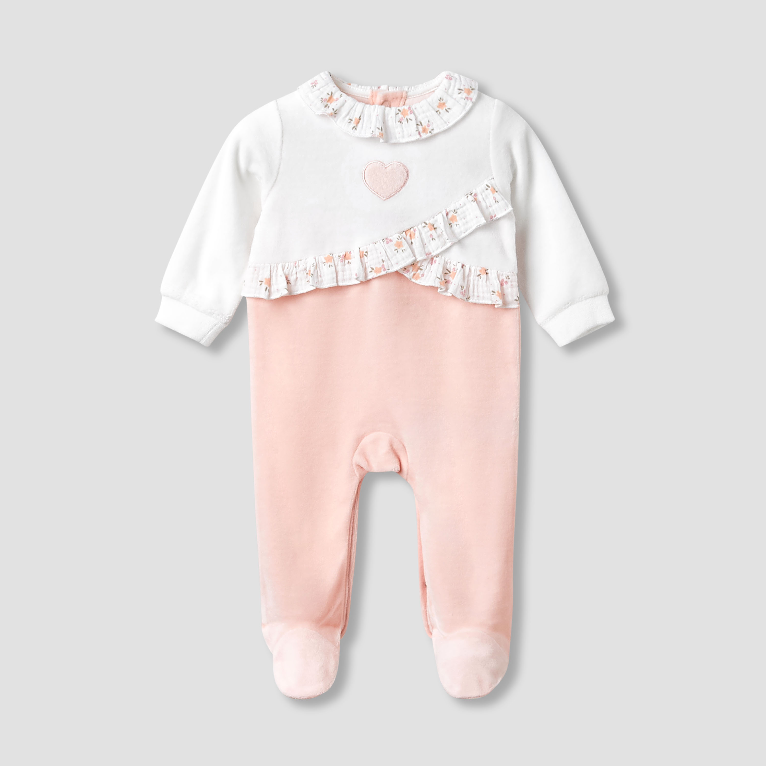Juniors Collared Sleepsuit with Ruffle Detail - Long Sleeves-baby-girls-clothing-nightwear-sleepsuits-image-1