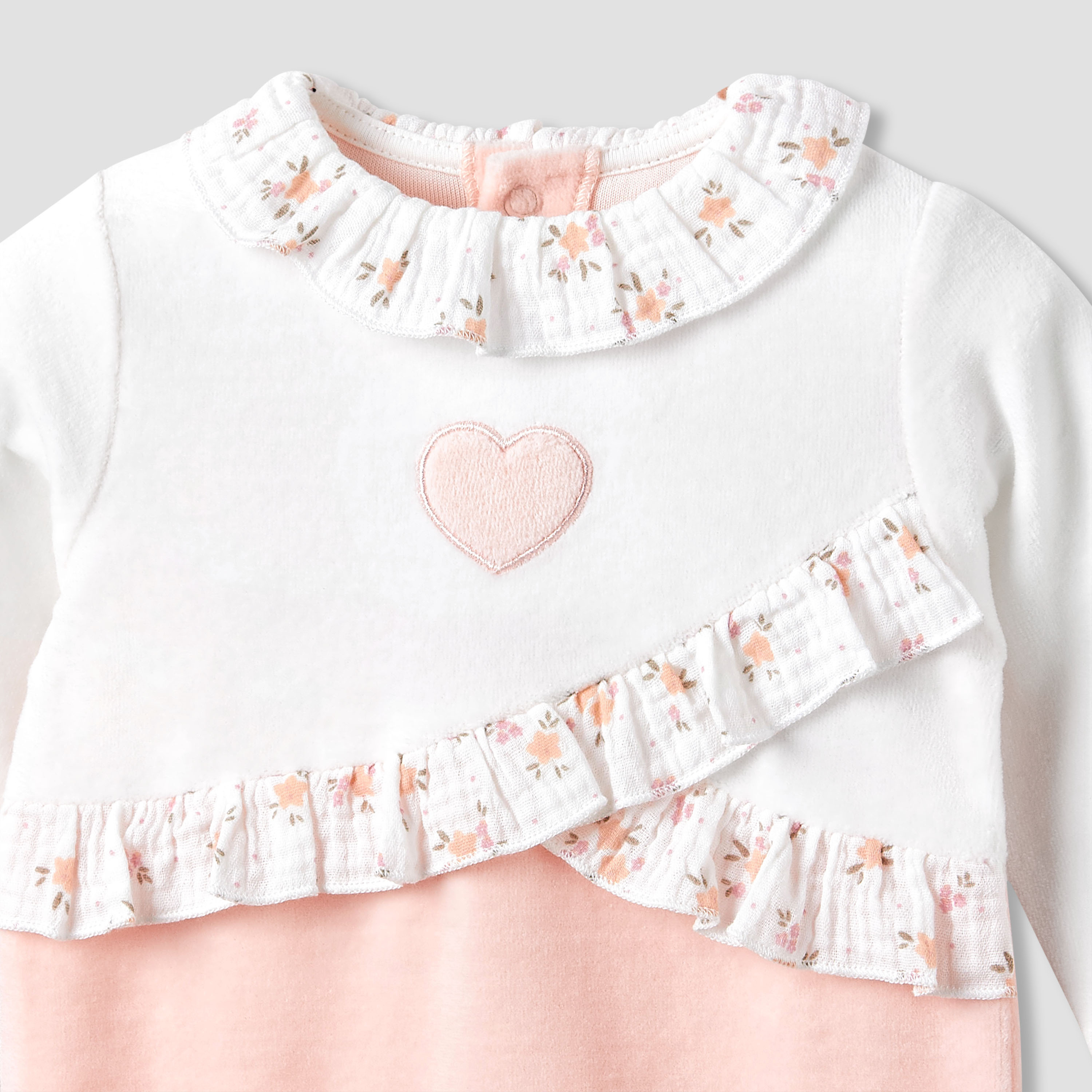 Juniors Collared Sleepsuit with Ruffle Detail - Long Sleeves-baby-girls-clothing-nightwear-sleepsuits-image-3