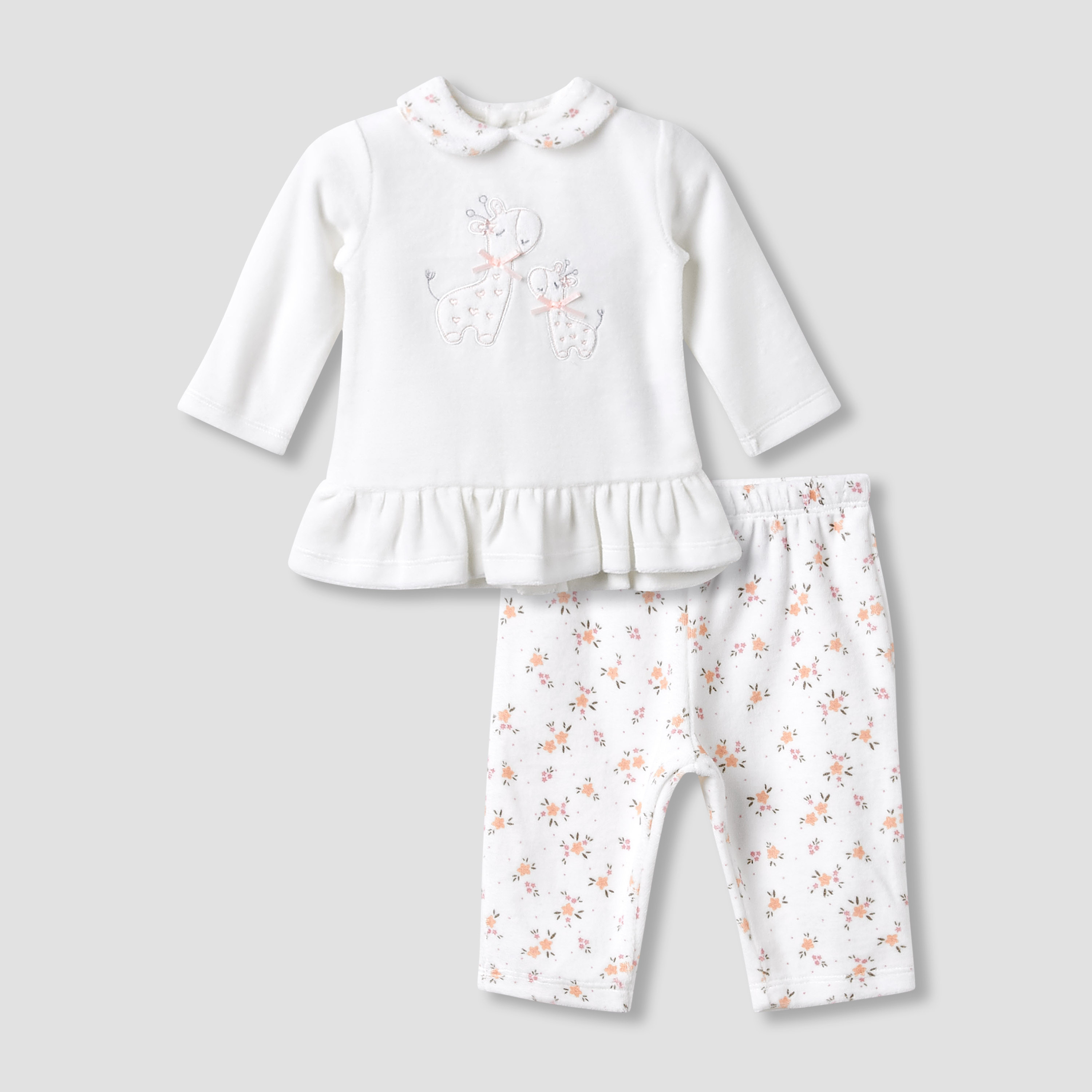 طقم بيجاما بياقة وأكمام طويلة وتطريز زرافة من جونيورز-baby-girls-clothing-nightwear-pyjamasets-image-1