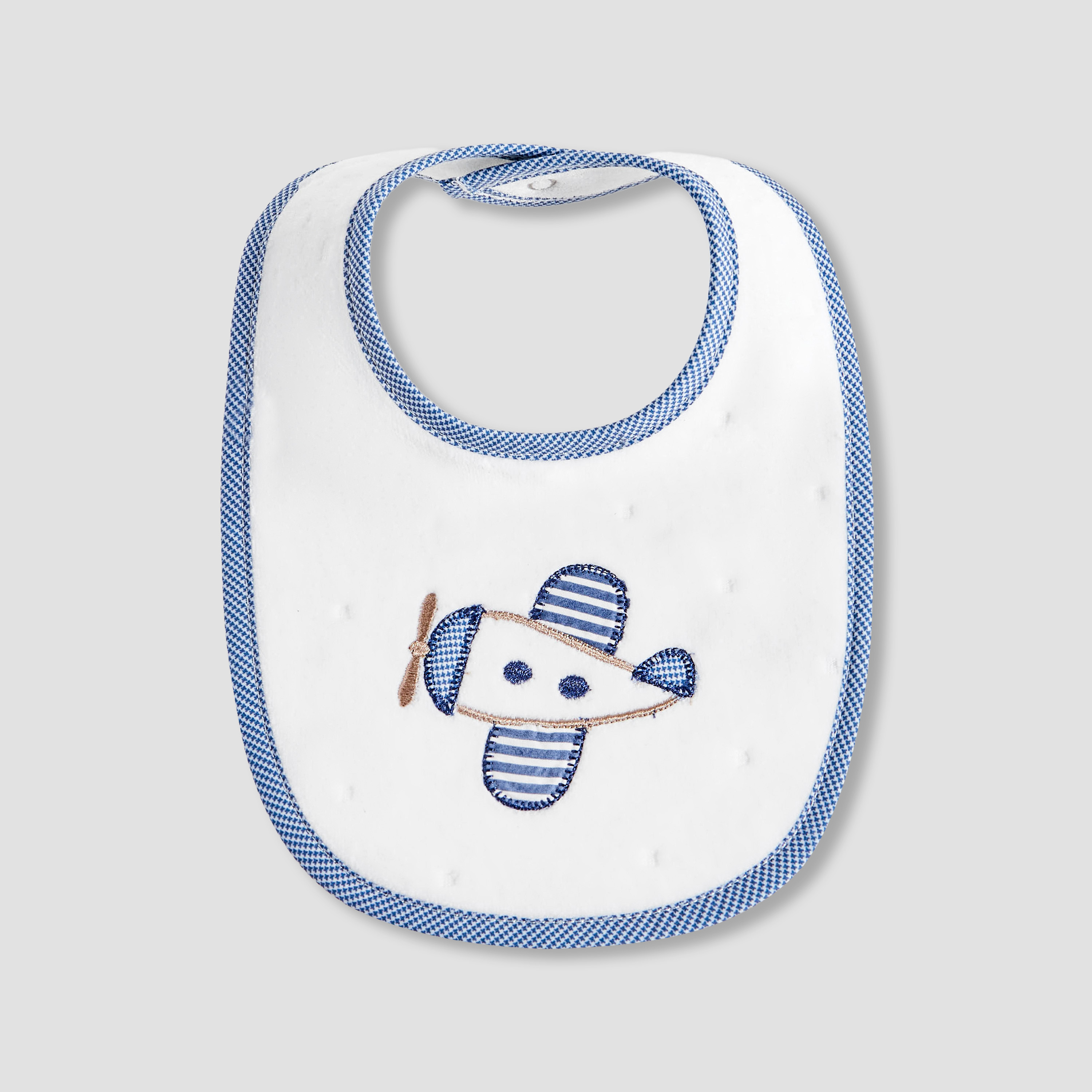Giggles Baby Bib with Aeroplane Embroidery - Cotton Blend-baby-feeding-bibs-image-1