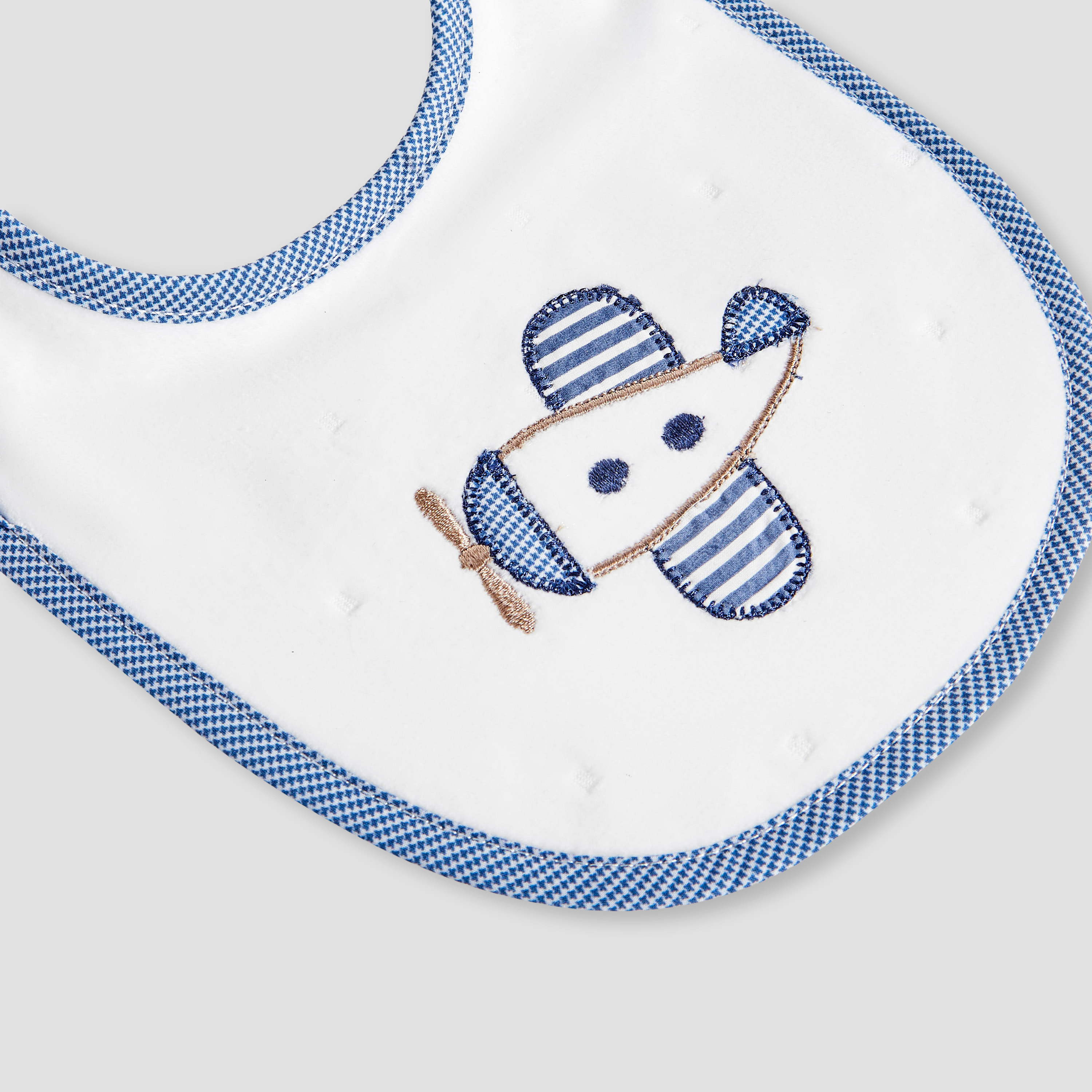 Giggles Baby Bib with Aeroplane Embroidery - Cotton Blend-baby-feeding-bibs-image-3