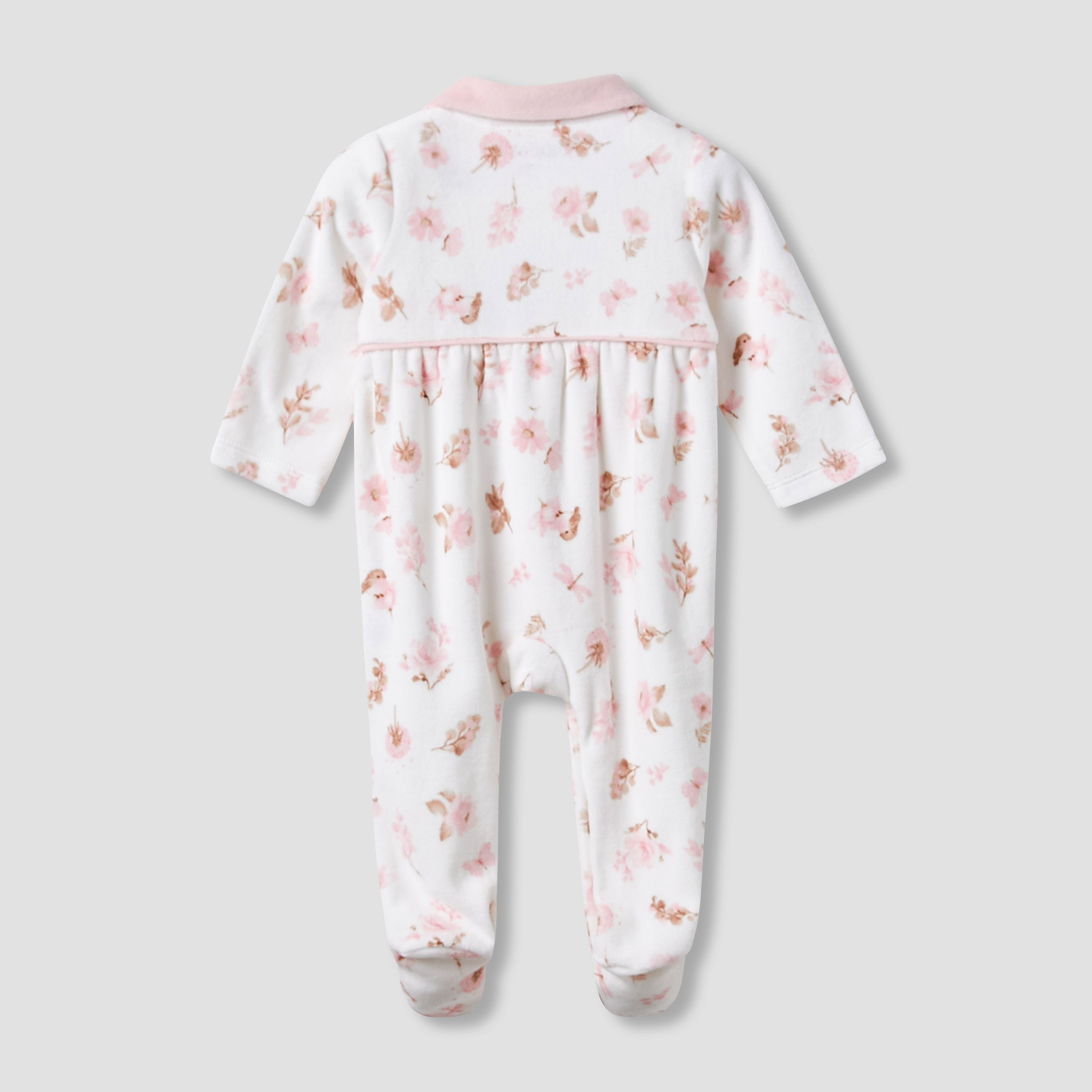 Giggles Peter Pan Collar Sleepsuit with Floral Print  - Long Sleeves-baby-girls-clothing-nightwear-sleepsuits-image-2