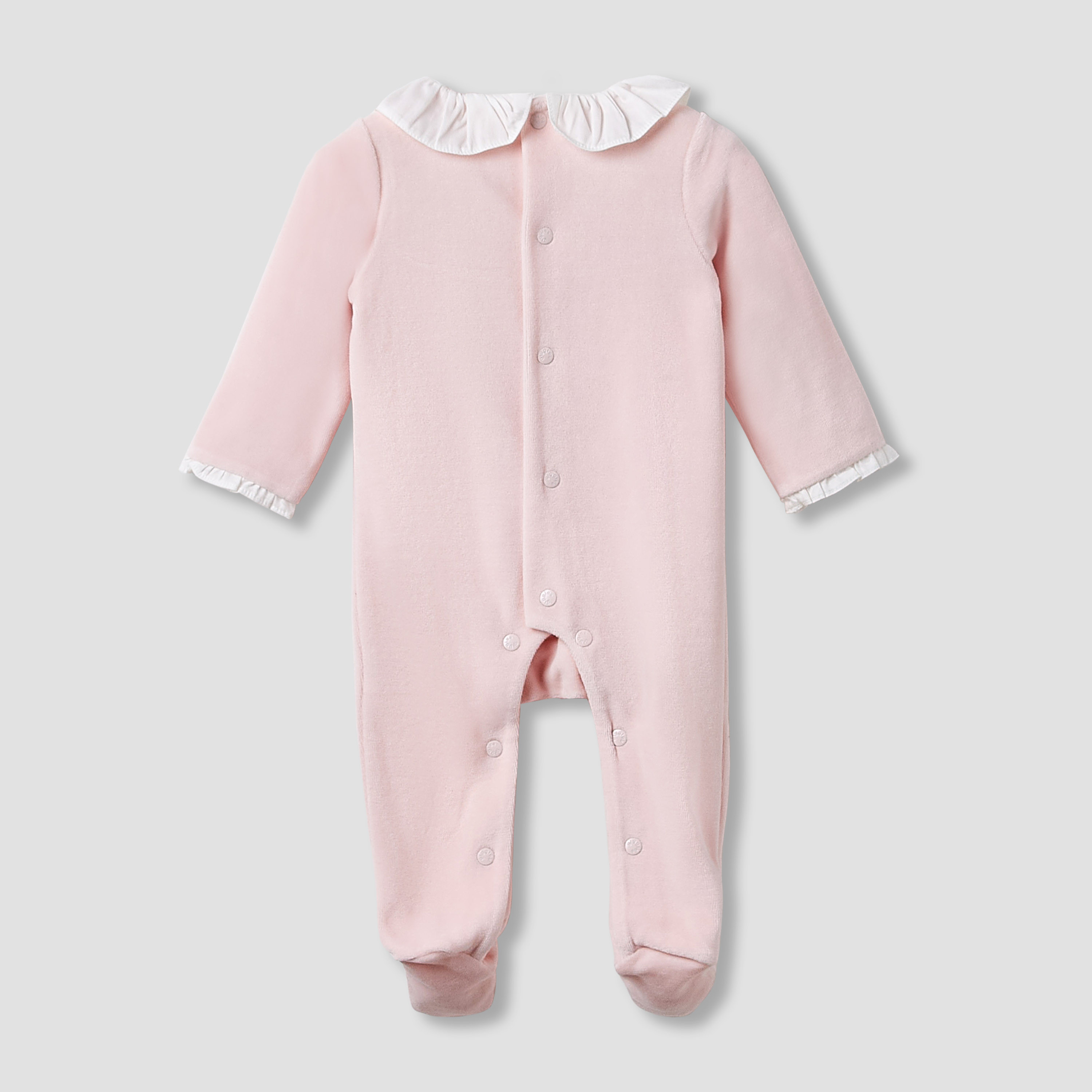 Giggles Peter Pan Collar Sleepsuit with Ruffle Detail - Long Sleeves-baby-girls-clothing-nightwear-sleepsuits-image-2