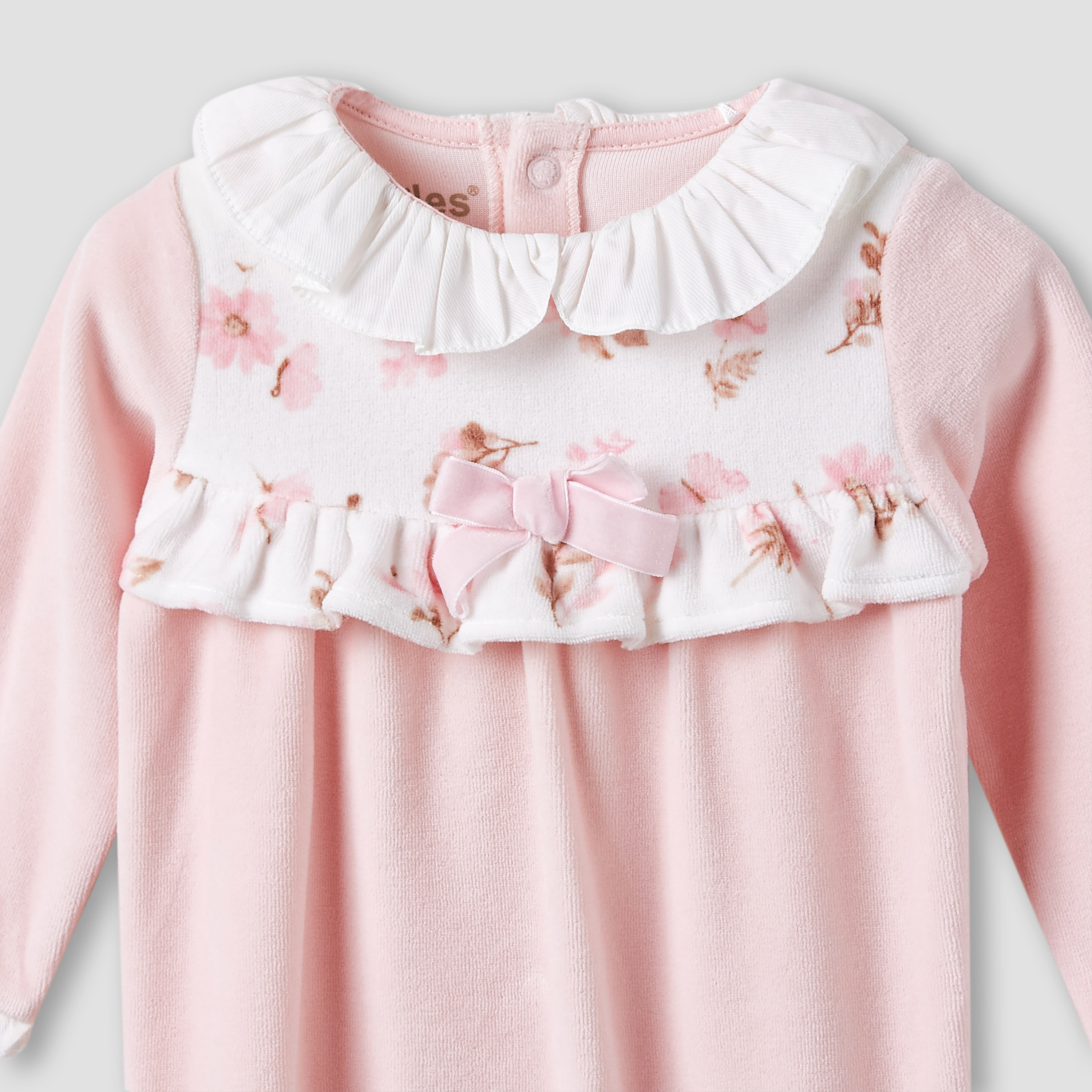 Giggles Peter Pan Collar Sleepsuit with Ruffle Detail - Long Sleeves-baby-girls-clothing-nightwear-sleepsuits-image-3