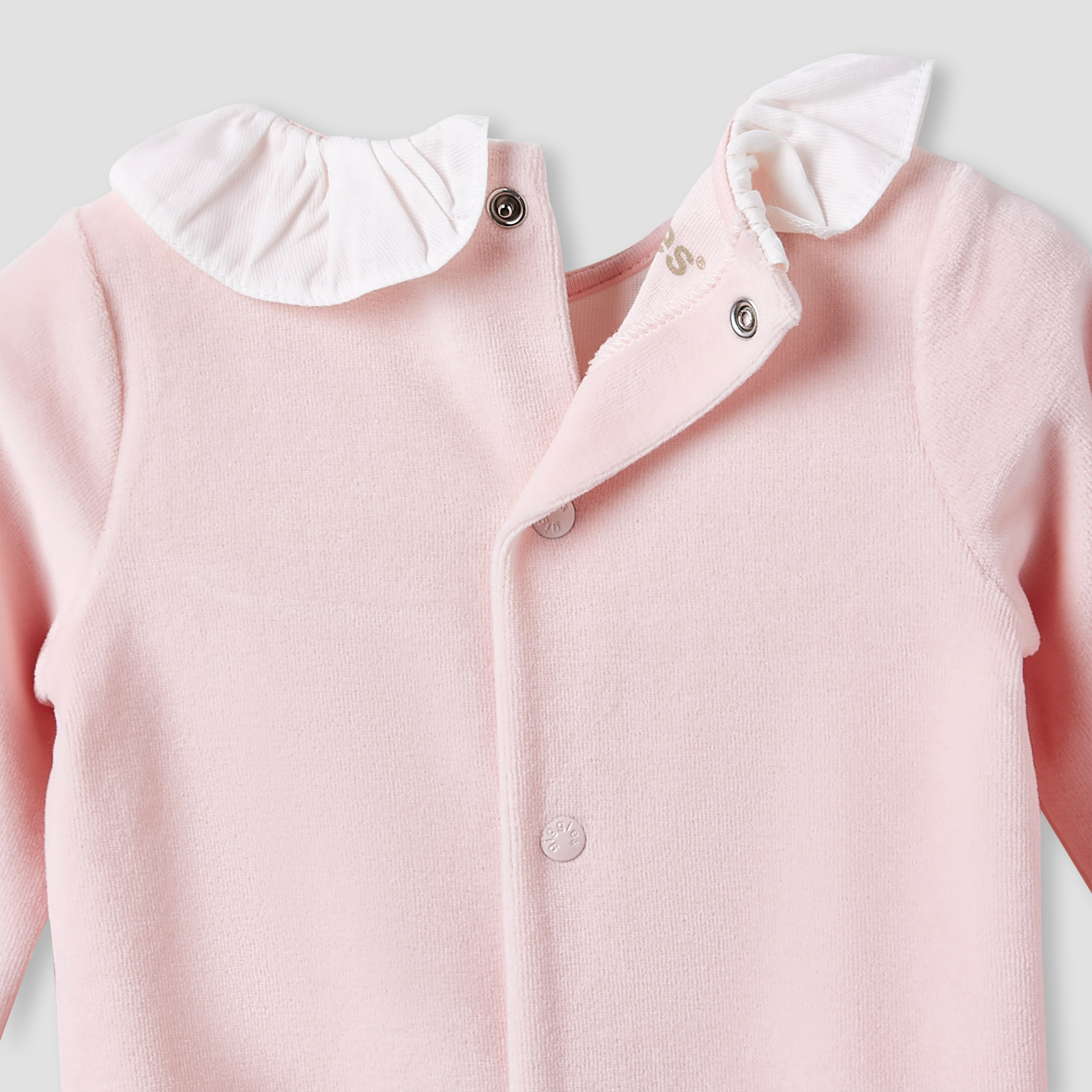 Giggles Peter Pan Collar Sleepsuit with Ruffle Detail - Long Sleeves-baby-girls-clothing-nightwear-sleepsuits-image-5