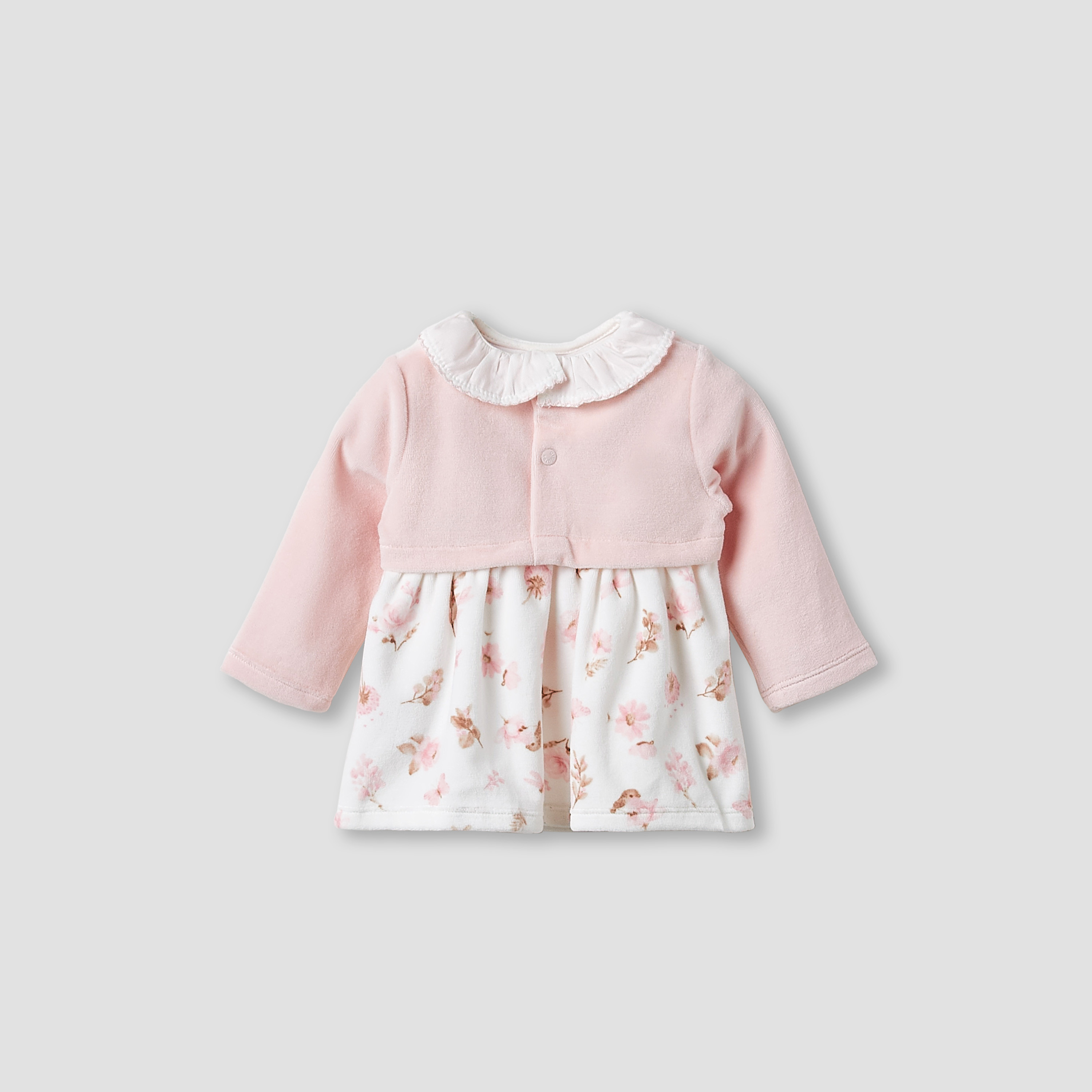 Giggles Girls Dress with Floral Print - Long Sleeves - Ruffle Collar-baby-girls-clothing-dressesandjumpsuits-image-2