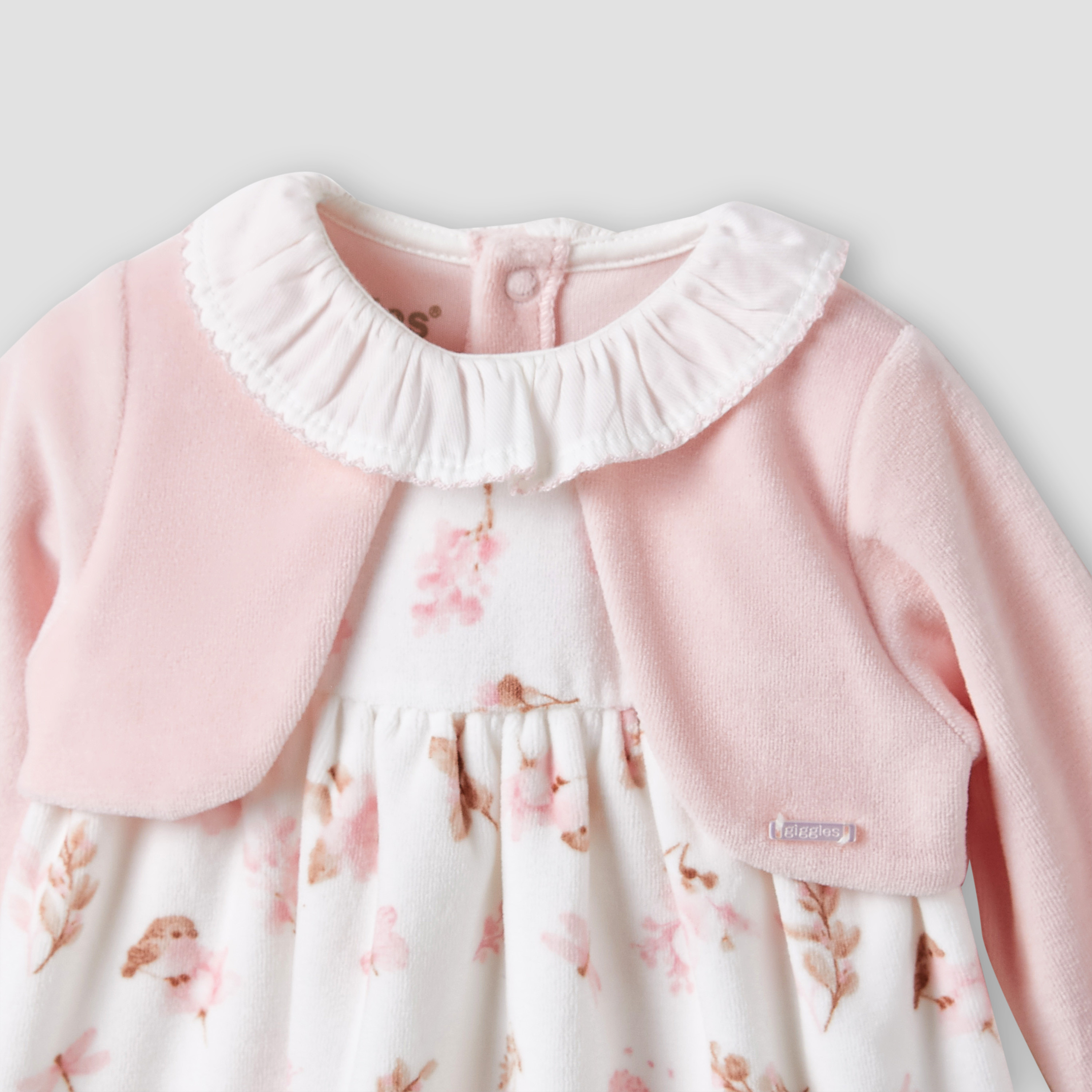 Giggles Girls Dress with Floral Print - Long Sleeves - Ruffle Collar-baby-girls-clothing-dressesandjumpsuits-image-3