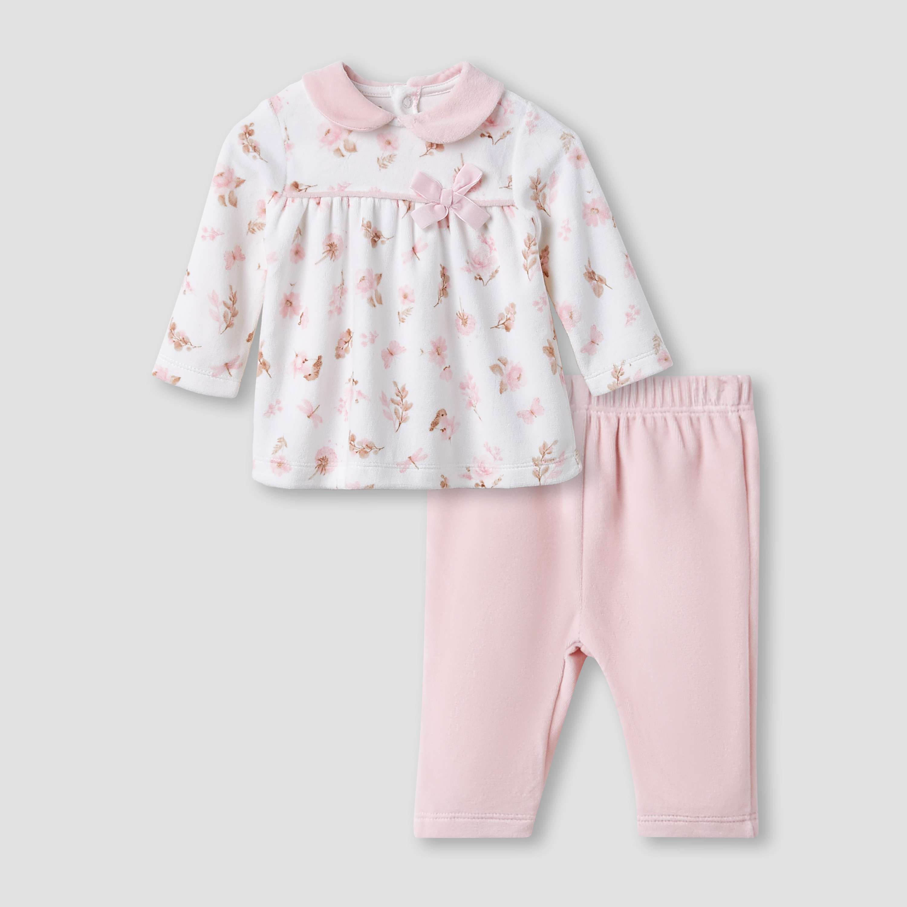 Giggles Pyjama Set with Floral Print - Long Sleeves - Peter Pan Collar-baby-girls-clothing-nightwear-pyjamasets-image-1