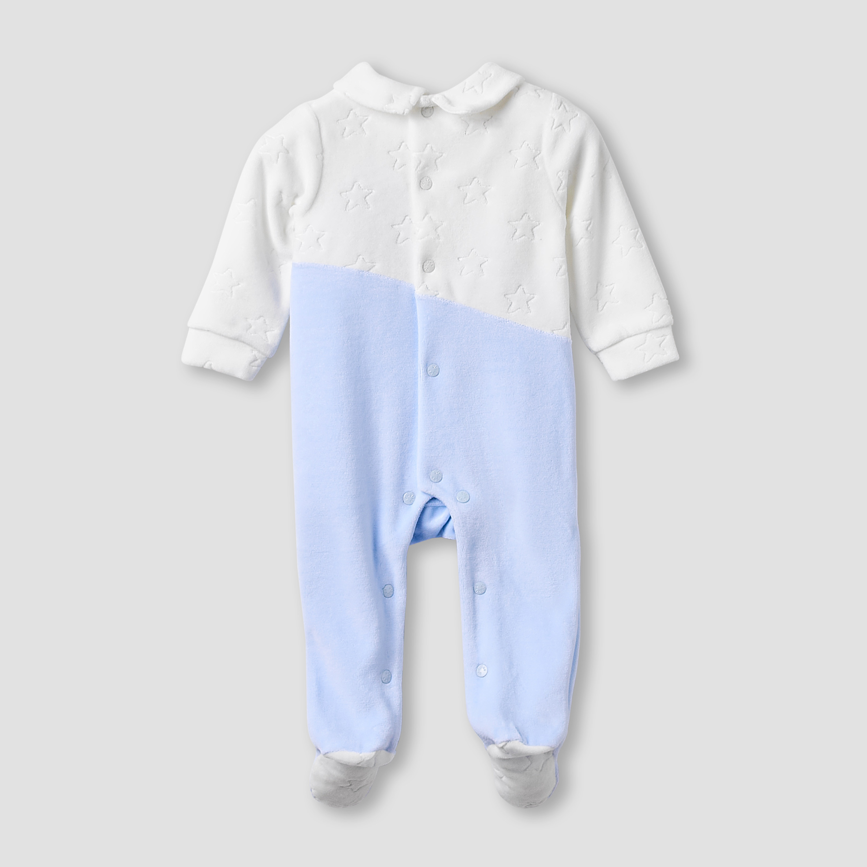 Giggles Collared Sleepsuit with Star Texture - Long Sleeves-baby-boys-clothing-winterwear-sleepsuits-image-2