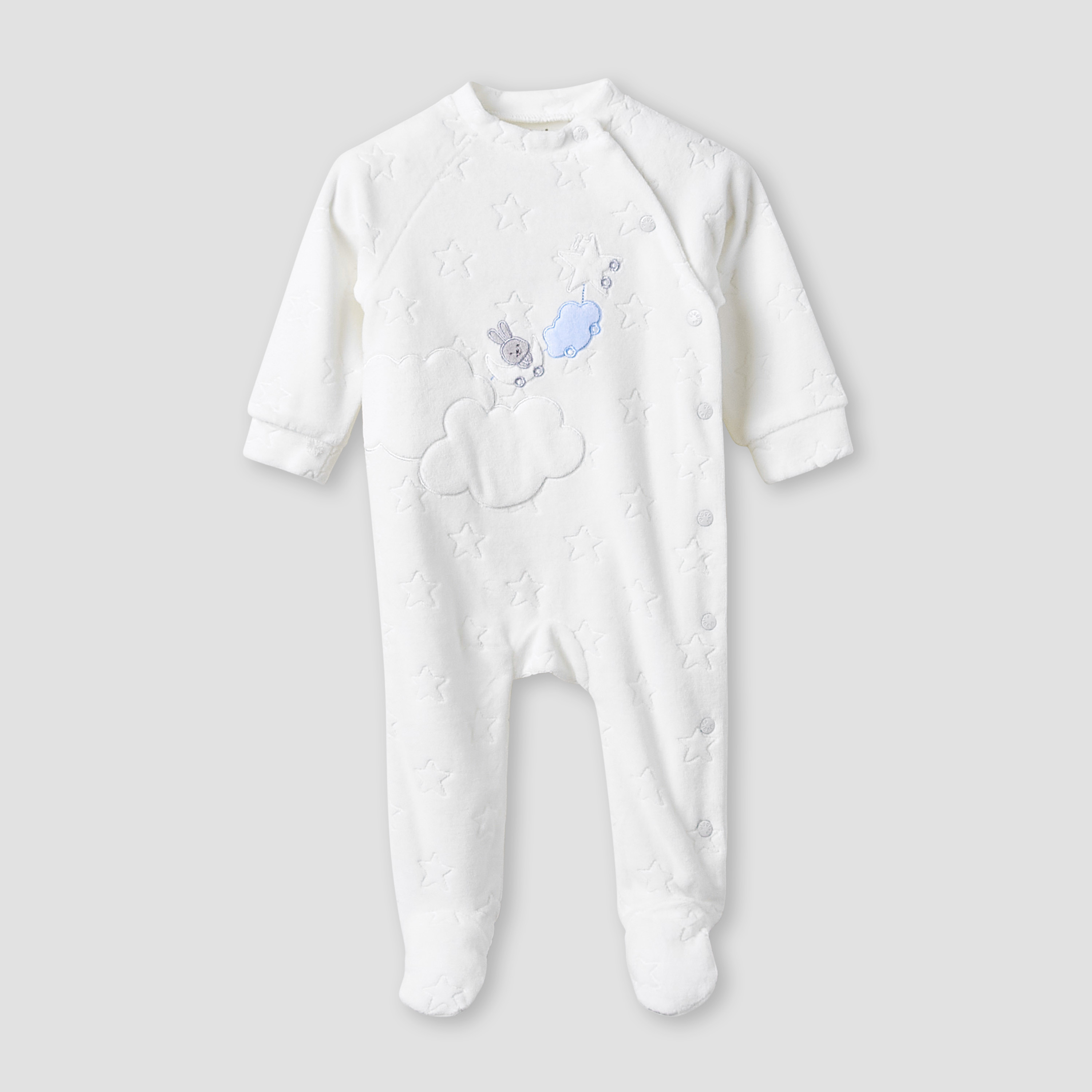 Giggles Crew Neck Sleepsuit with Embossed Star - Long Sleeves-baby-boys-clothing-winterwear-sleepsuits-image-1