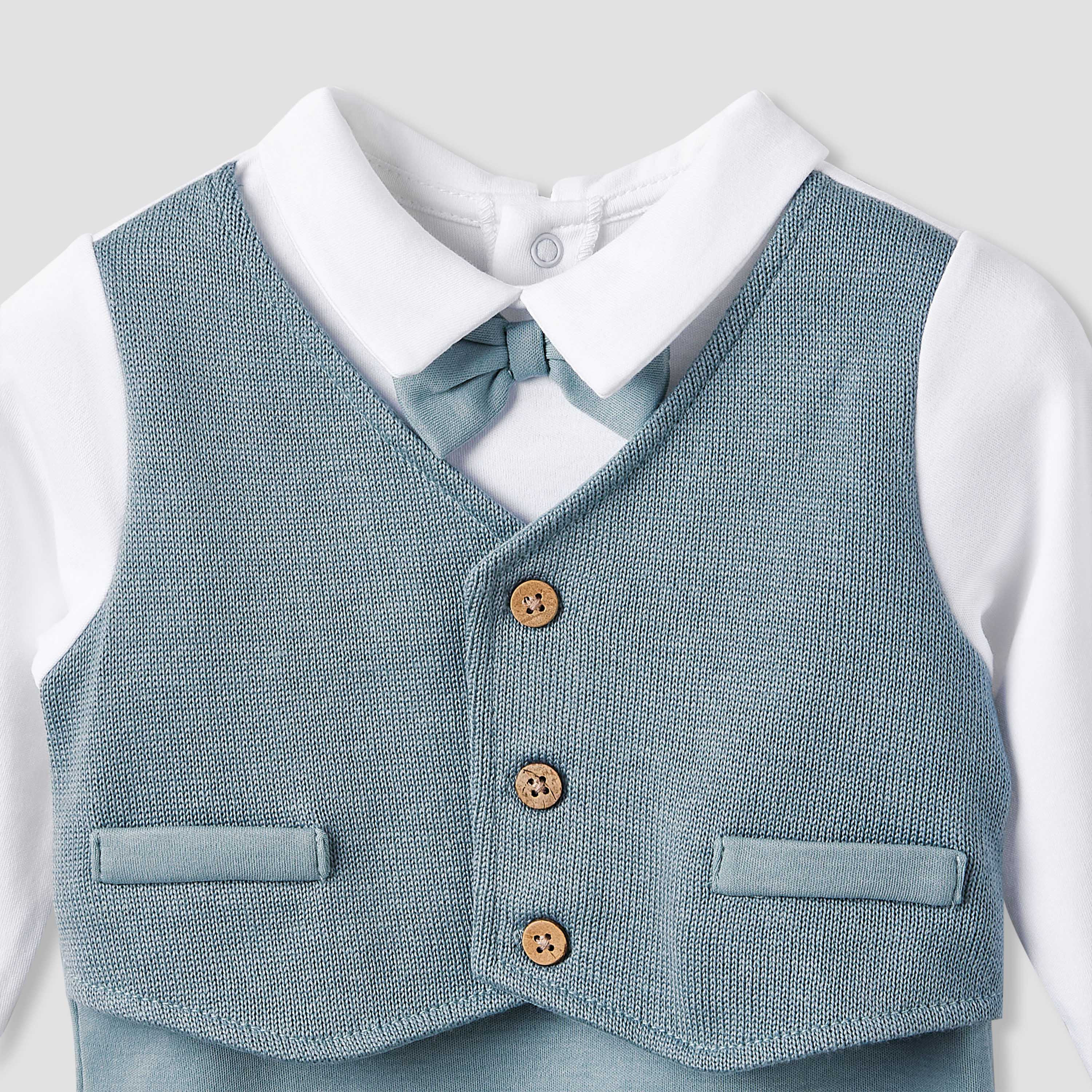 Giggles Peter Pan Collar Sleepsuit with Mock Vest - Long Sleeves-baby-boys-clothing-nightwear-sleepsuits-image-3