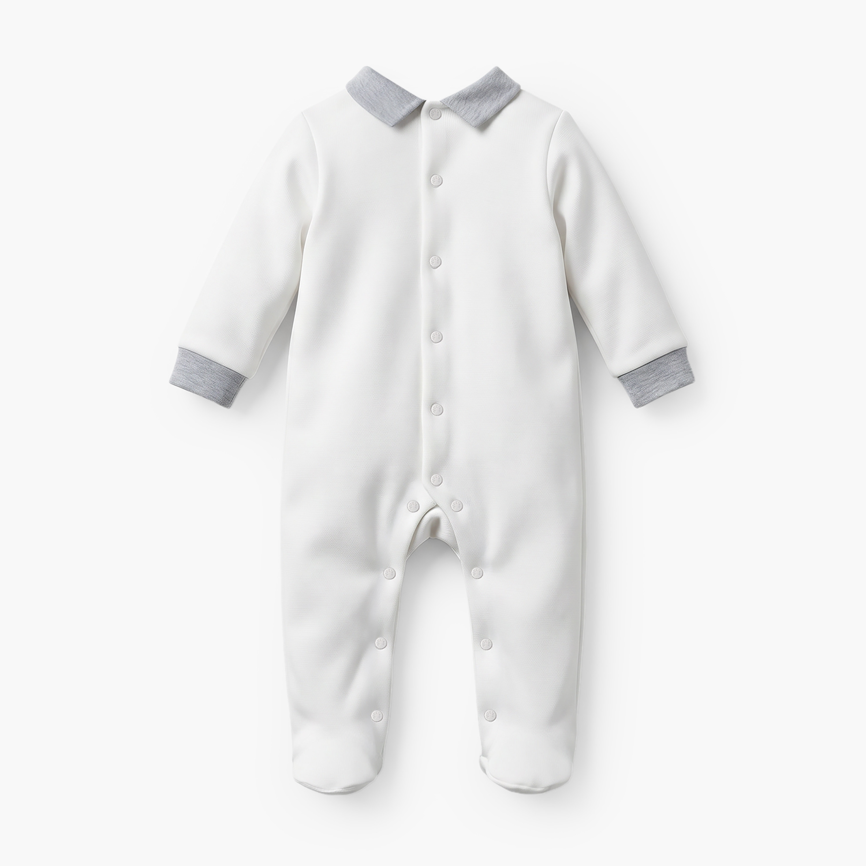 Giggles Collared Sleepsuit with Bear Applique - Cotton - Long Sleeves-baby-boys-clothing-nightwear-sleepsuits-image-2