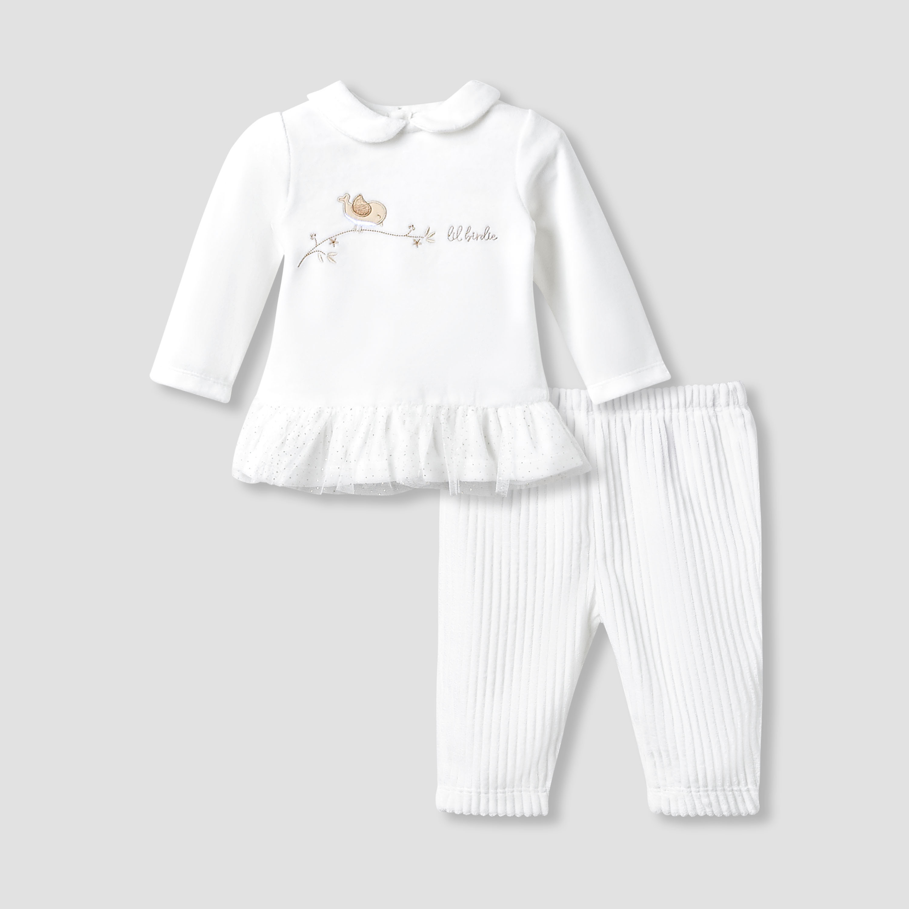 Giggles Pyjama Set with Bird Applique - Long Sleeves - Peter Pan Collar-baby-girls-clothing-nightwear-pyjamasets-image-1