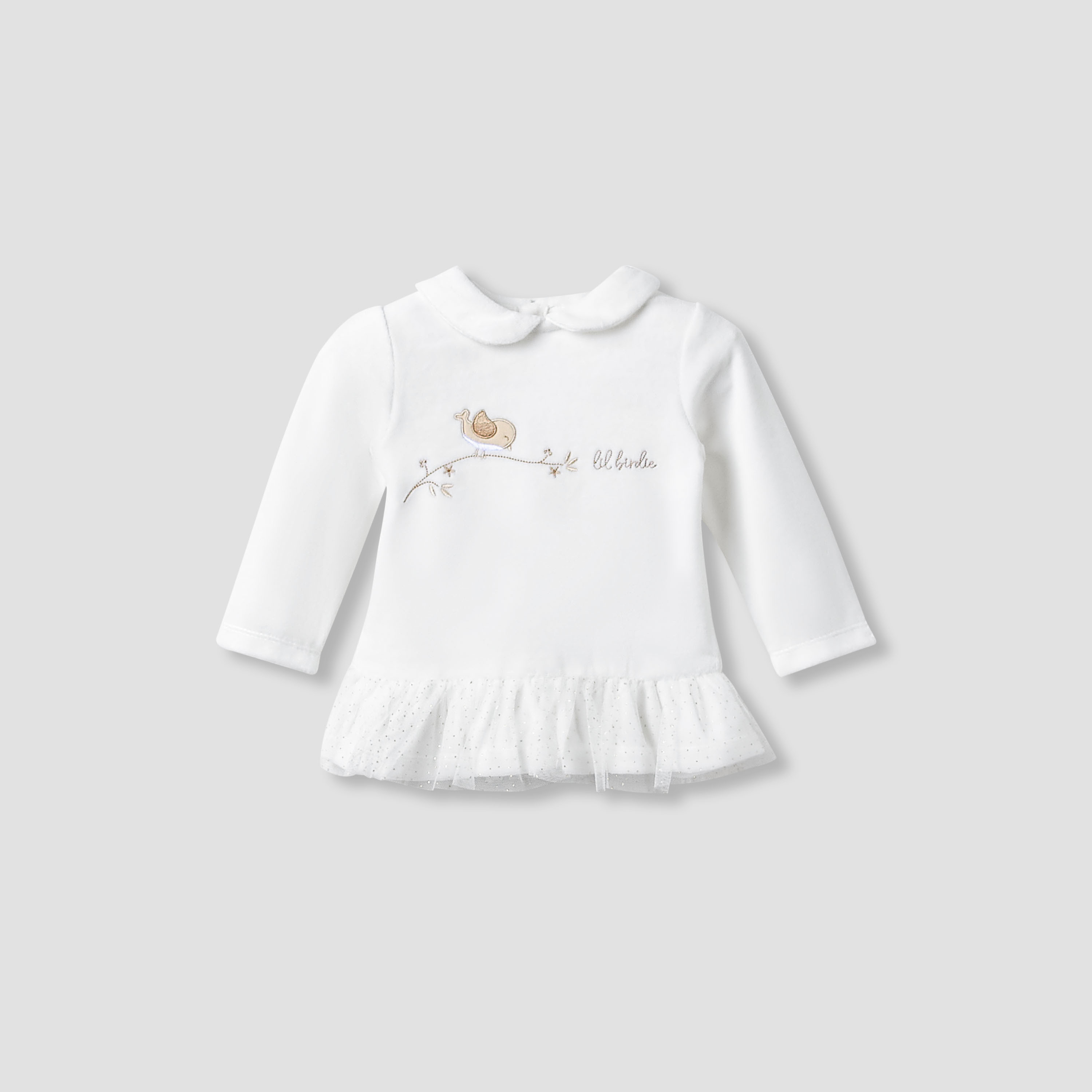Giggles Pyjama Set with Bird Applique - Long Sleeves - Peter Pan Collar-baby-girls-clothing-nightwear-pyjamasets-image-2