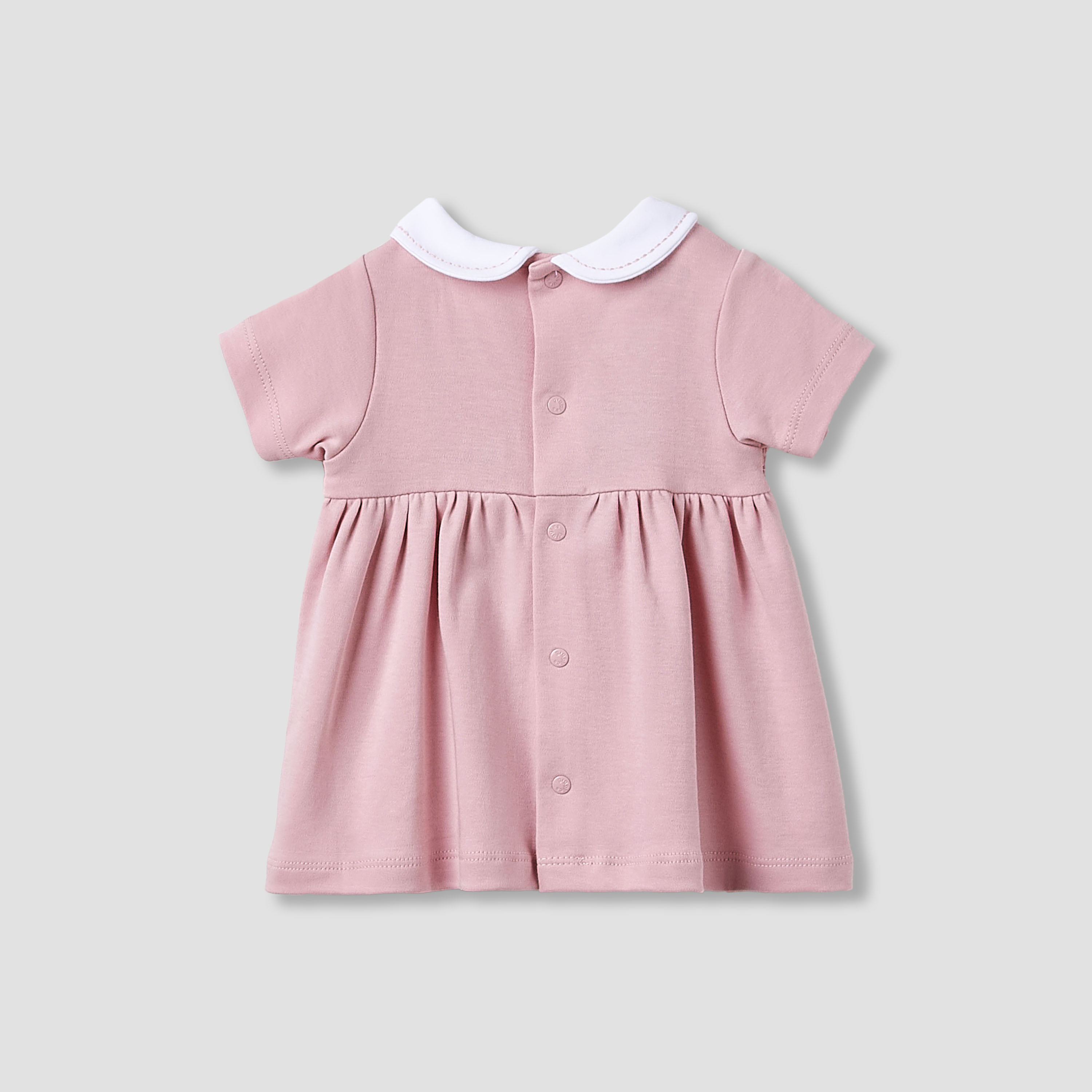 Giggles Girls A-line Dress with Smock Detail - Cotton - Short Sleeves - Peter Pan Collar-baby-girls-clothing-dressesandjumpsuits-image-2
