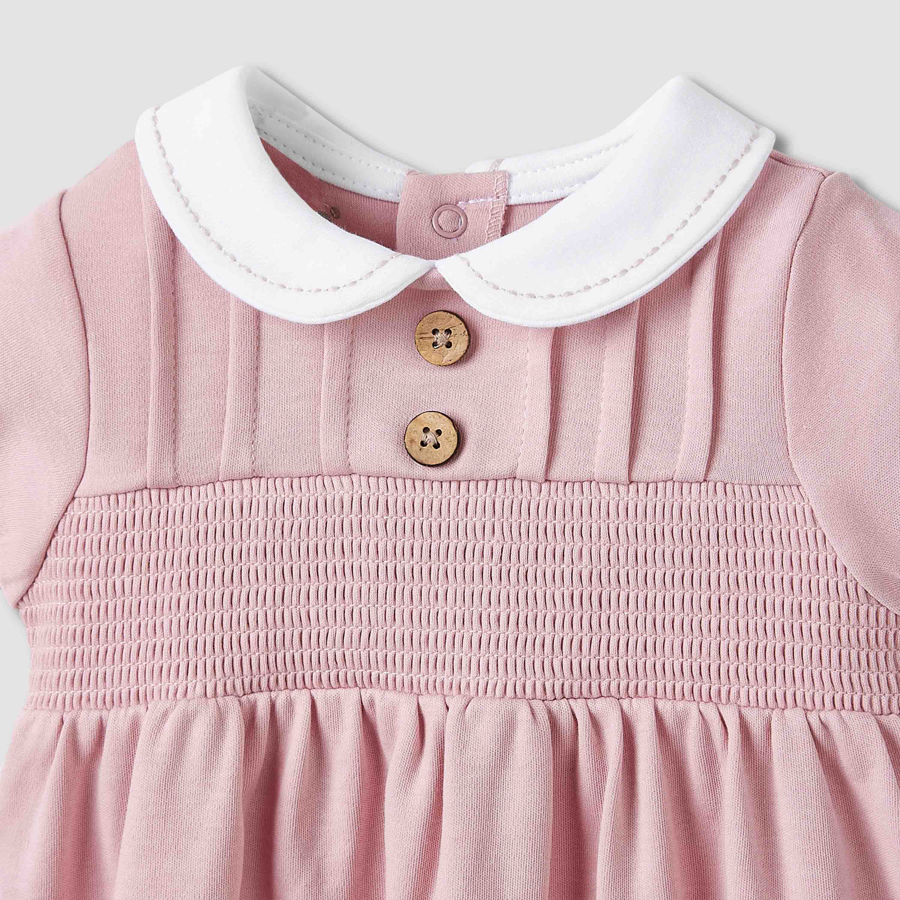 Giggles Girls A-line Dress with Smock Detail - Cotton - Short Sleeves - Peter Pan Collar-baby-girls-clothing-dressesandjumpsuits-image-3