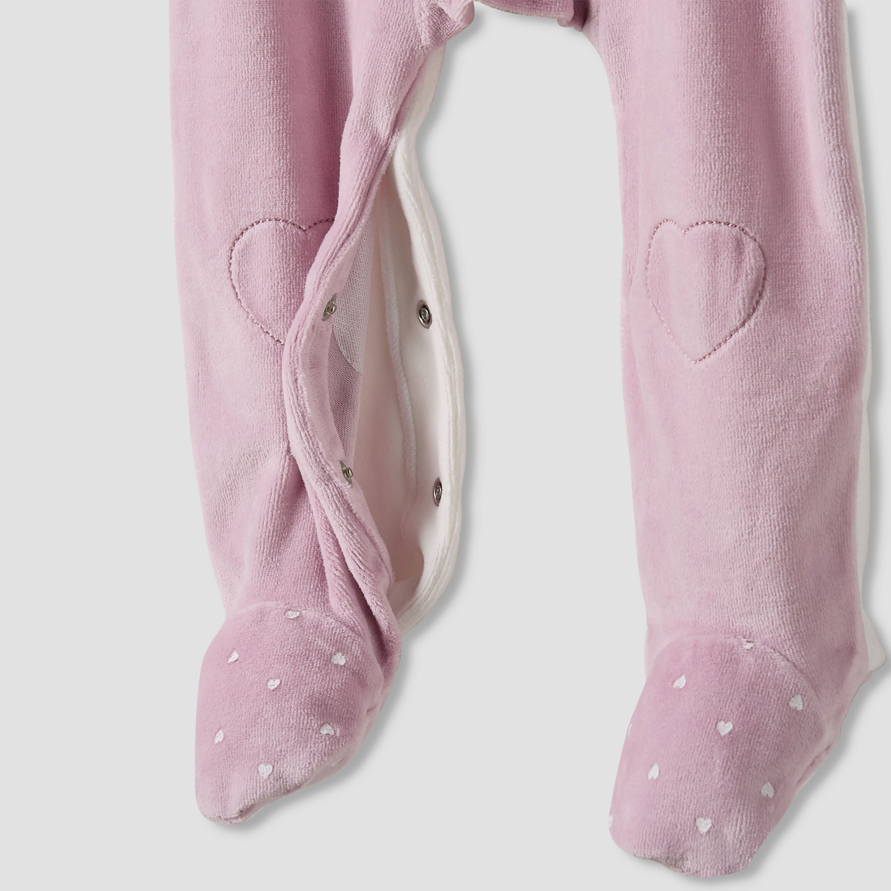 Juniors Textured Velour Footed Sleepsuit with Long Sleeves and Beanie Cap-baby-girls-clothing-nightwear-sleepsuits-image-5