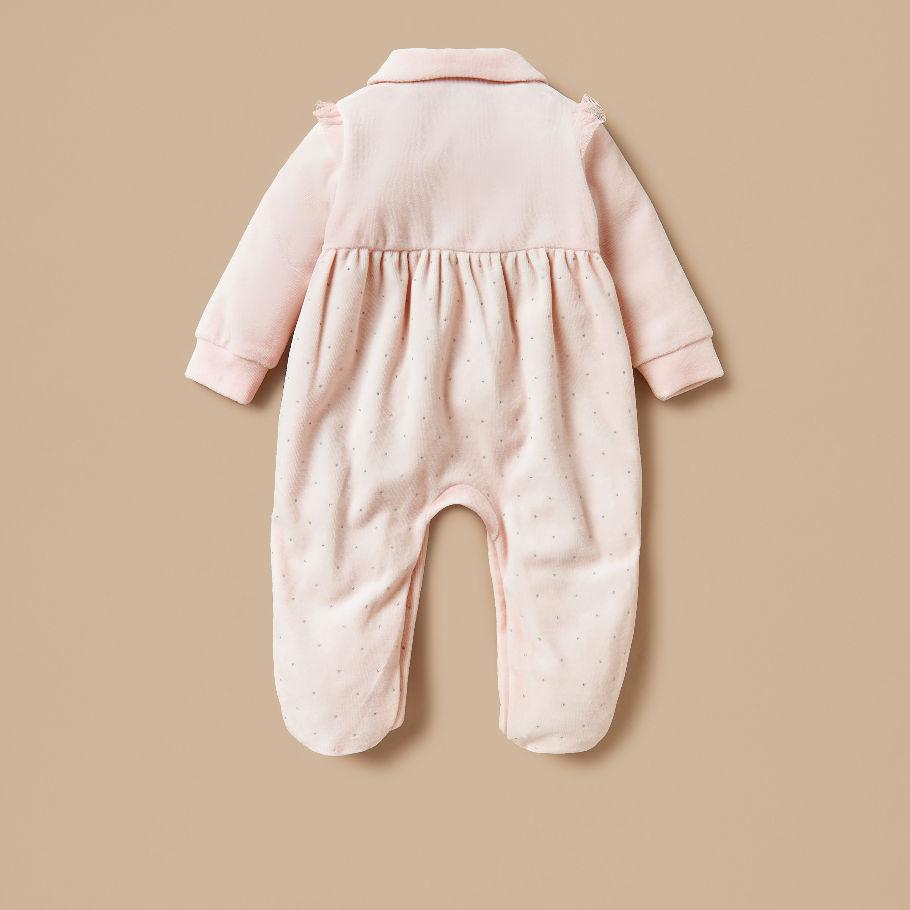 بدلة نوم قطيفة مزينة مغلقة القدمين بأزرار إغلاق من جيجلز-baby-girls-clothing-nightwear-sleepsuits-image-2