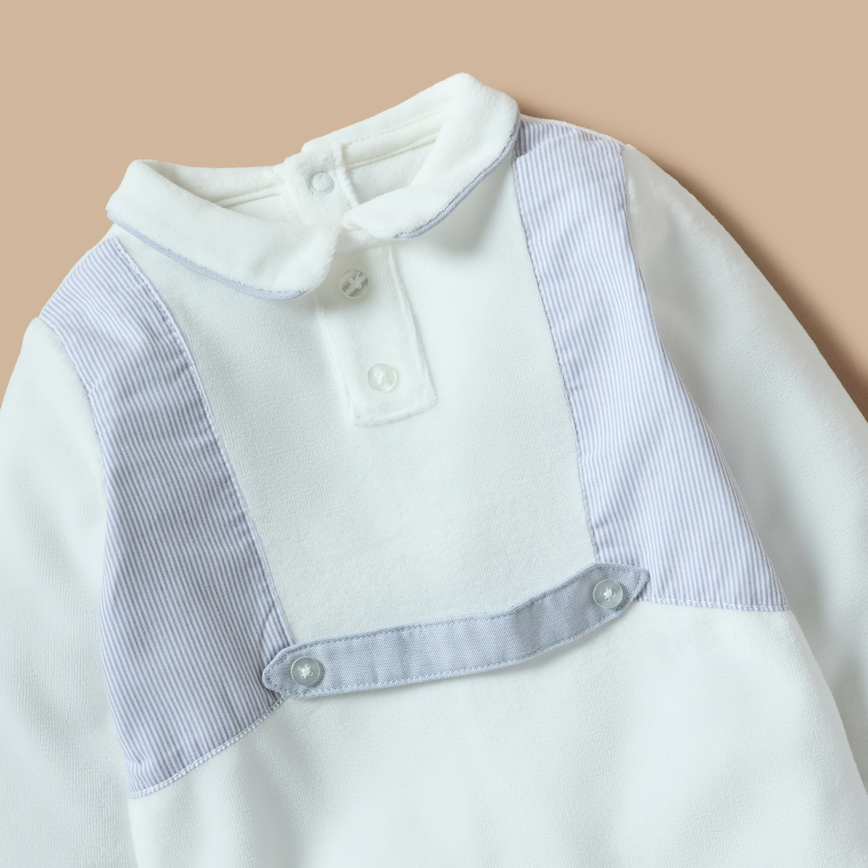 Giggles Solid Velour Collared Sleepsuit with Button Detail-baby-boys-clothing-winterwear-sleepsuits-image-3