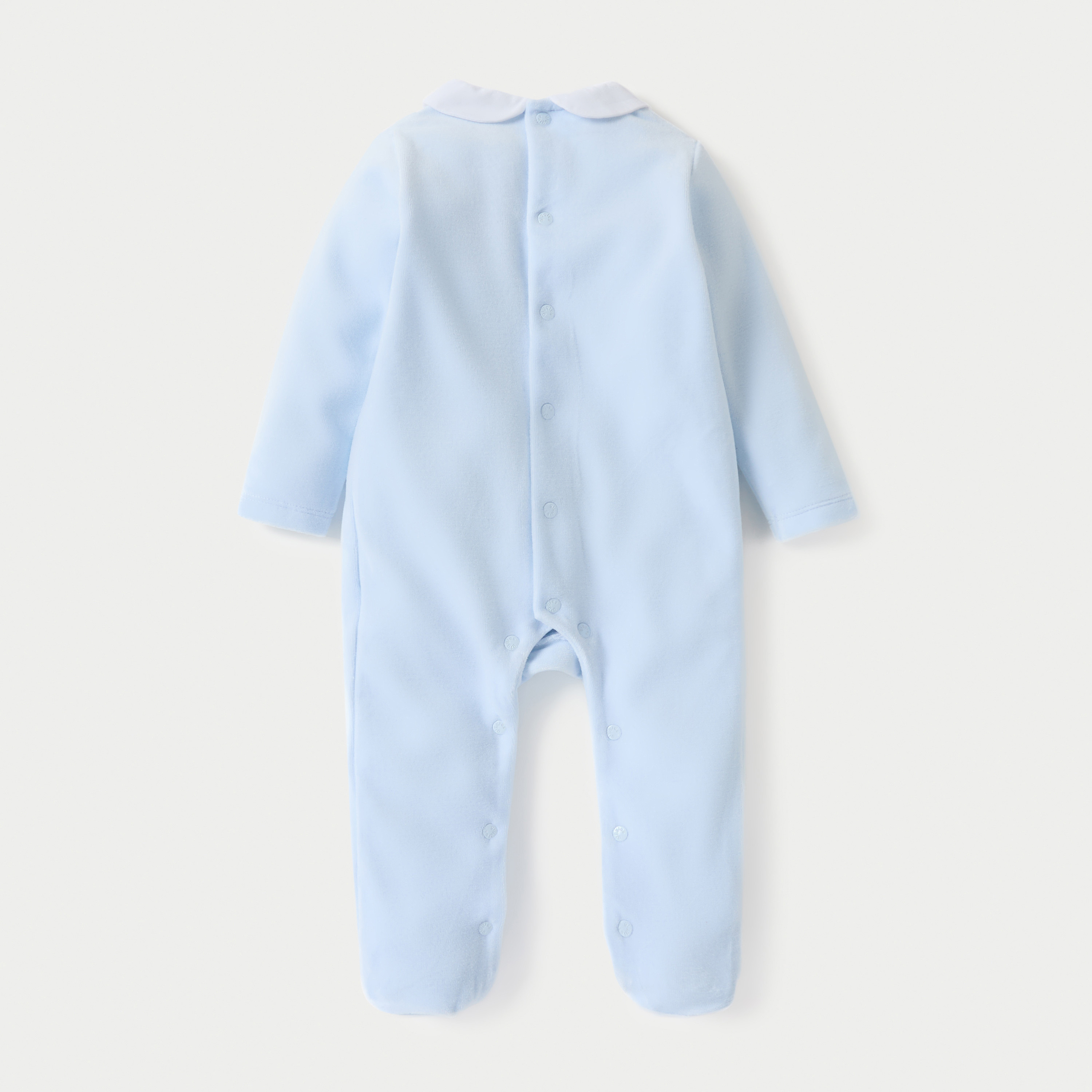 Giggles Panelled Velour Closed Feet Sleepsuit with Long Sleeves and Button Closure-baby-boys-clothing-winterwear-sleepsuits-image-2