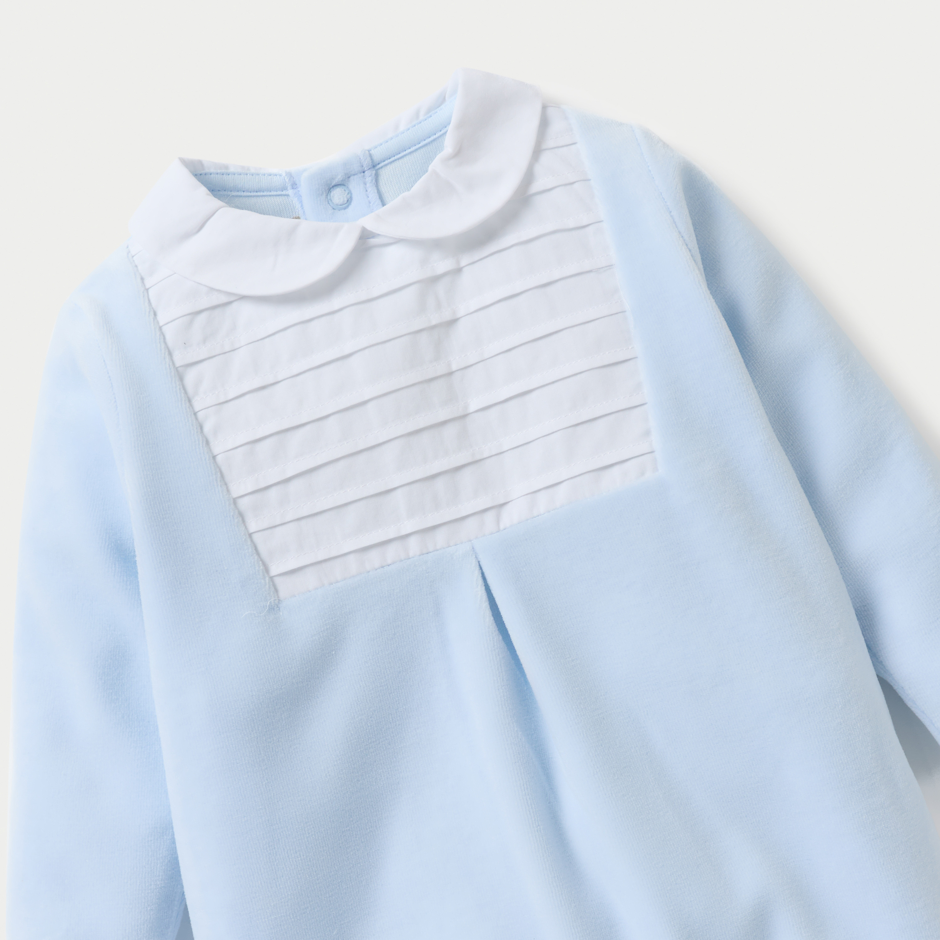 Giggles Panelled Velour Closed Feet Sleepsuit with Long Sleeves and Button Closure-baby-boys-clothing-winterwear-sleepsuits-image-3