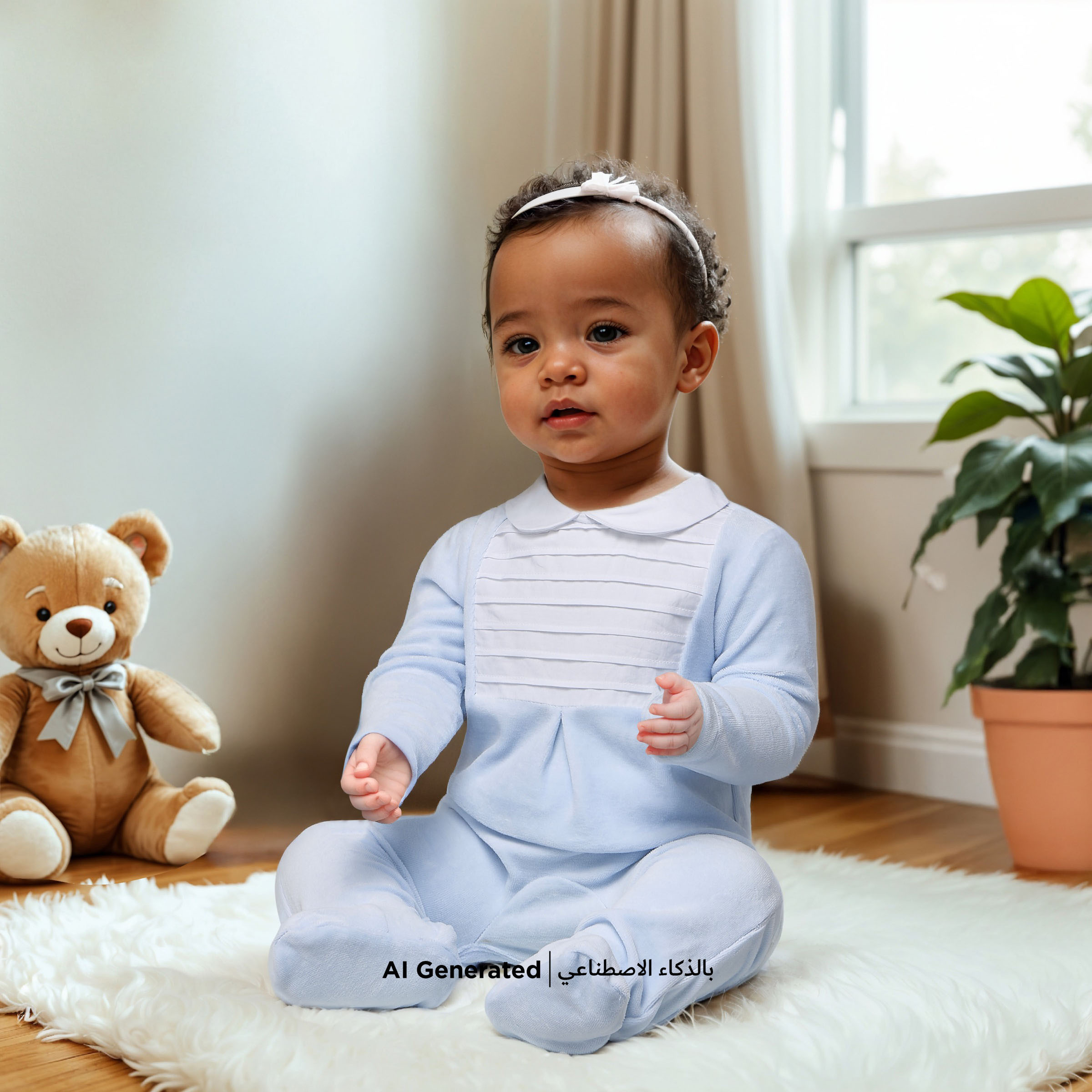 Giggles Panelled Velour Closed Feet Sleepsuit with Long Sleeves and Button Closure-baby-boys-clothing-winterwear-sleepsuits-image-6