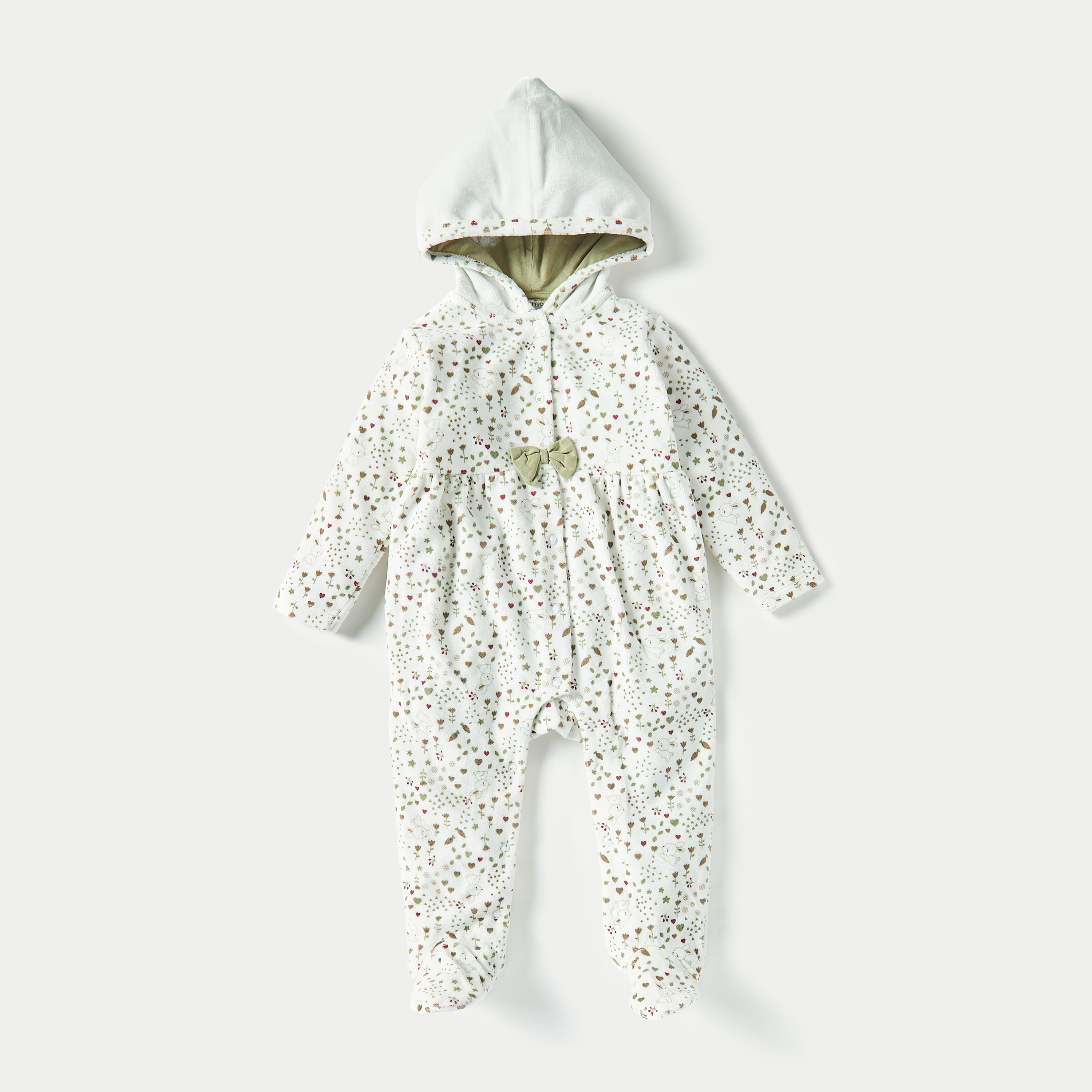 Juniors All-Over Print Hooded Sleepsuit with Snap Button Closure-baby-girls-clothing-nightwear-sleepsuits-image-1