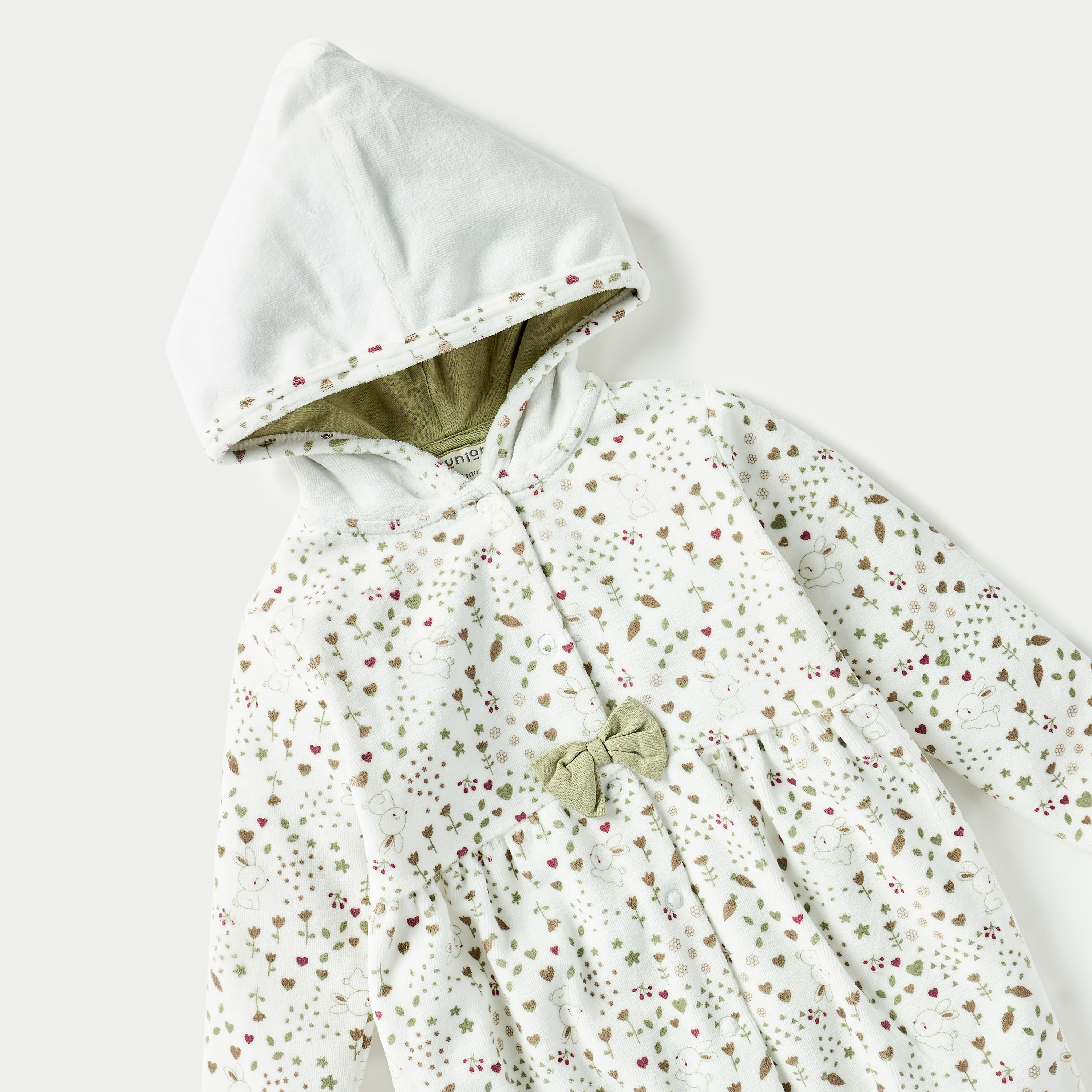 Juniors All-Over Print Hooded Sleepsuit with Snap Button Closure-baby-girls-clothing-nightwear-sleepsuits-image-3