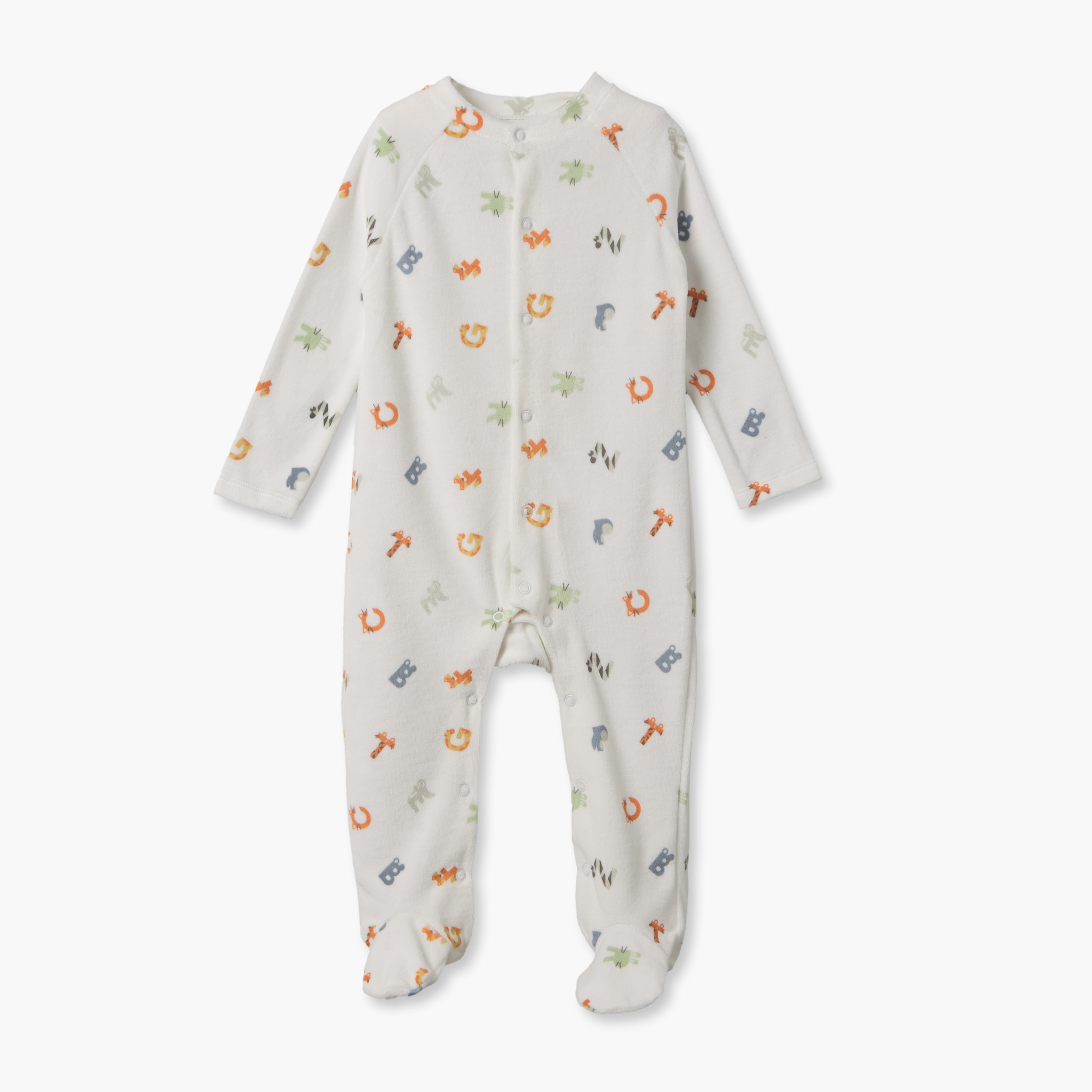 طقم بدلات نوم قطيفة بياقة ضيقة وأكمام طويلة وطبعات أبجدية من جونيورز - قطعتين-baby-boys-clothing-nightwear-sleepsuits-image-5
