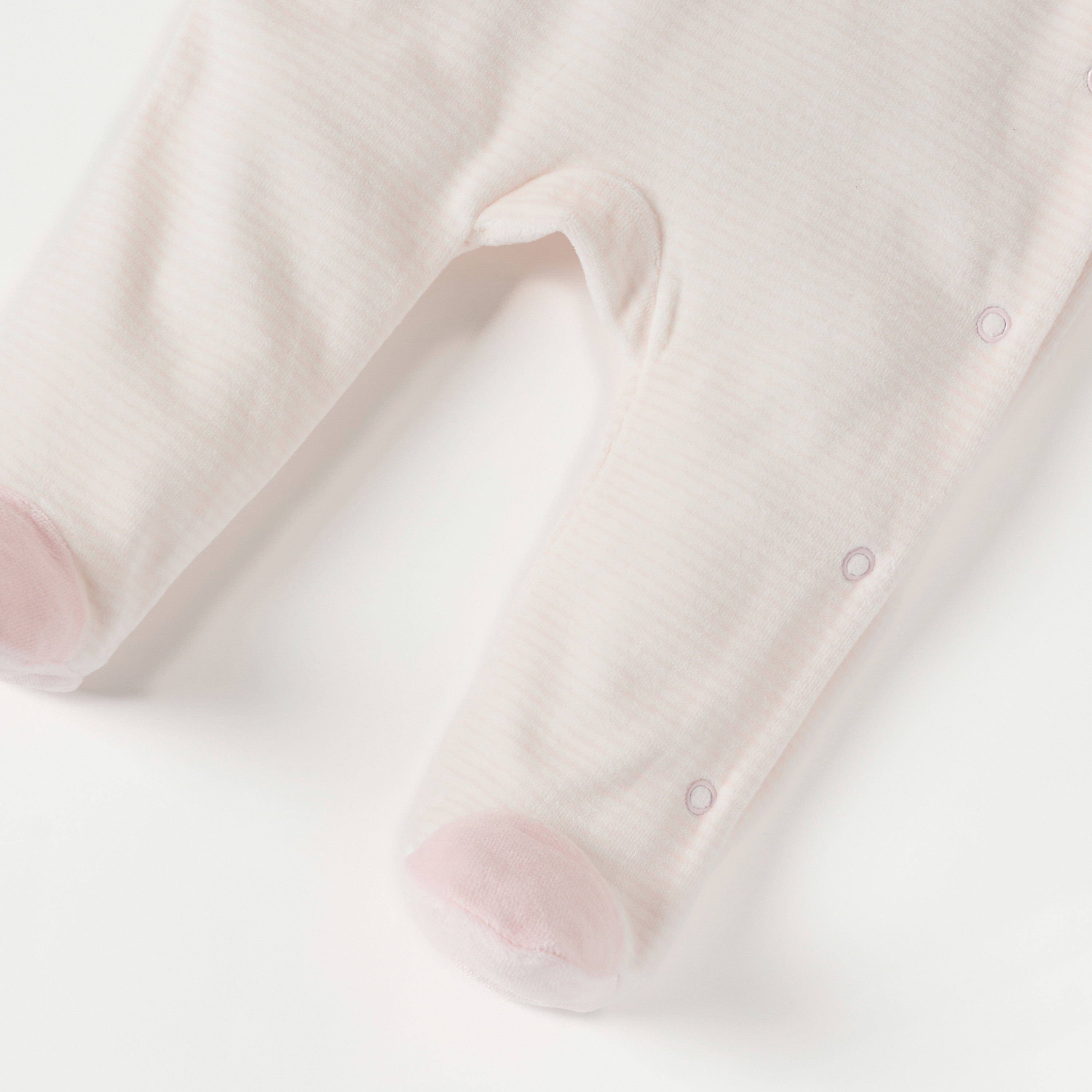 Juniors Rabbit Applique Velour Closed Feet Hooded Sleepsuit with Button Closure-baby-girls-clothing-nightwear-sleepsuits-image-4