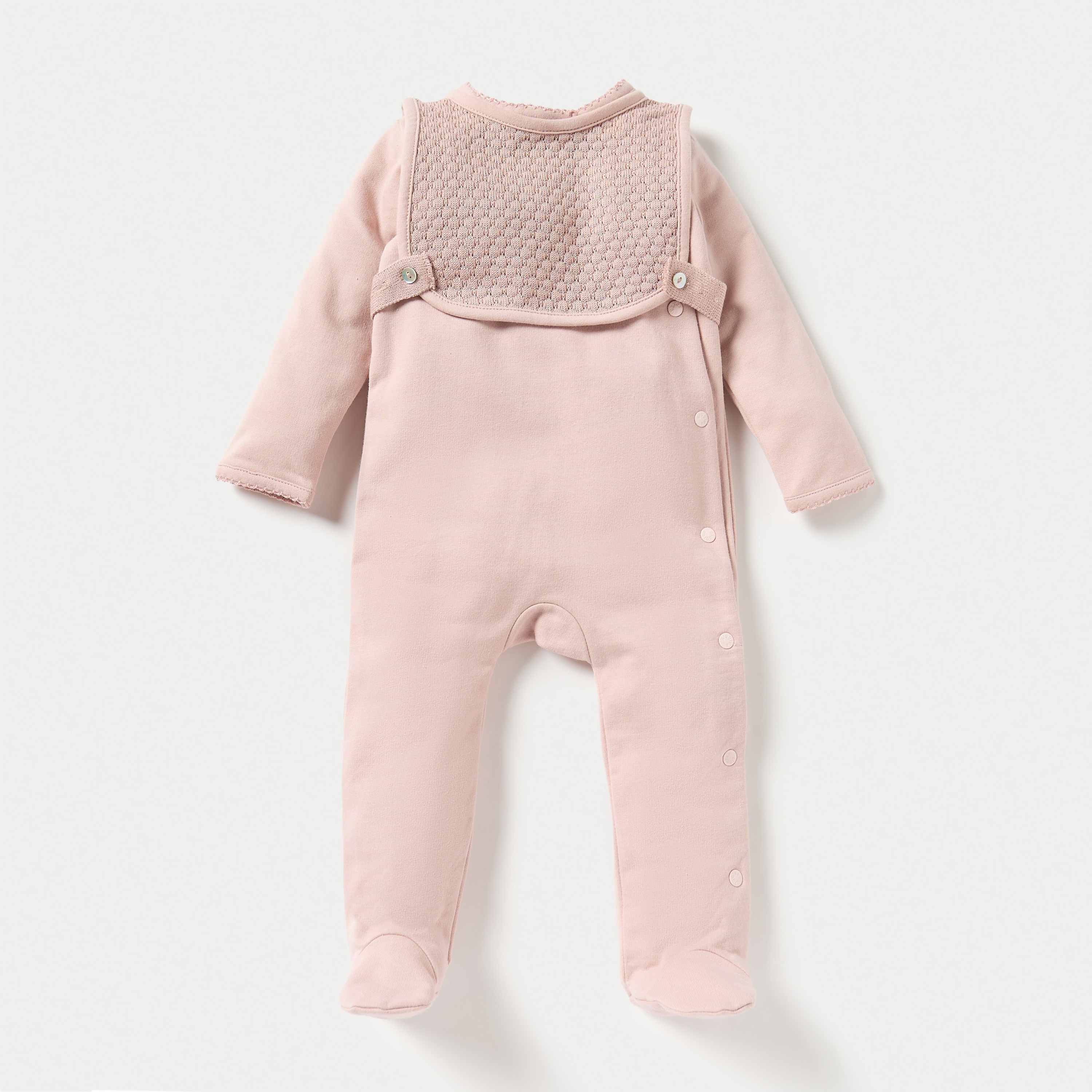 بدلة نوم سادة مغلقة القدمين بأكمام طويلة مع مريلة قابلة للفصل من جيجلز-baby-girls-clothing-nightwear-sleepsuits-image-1
